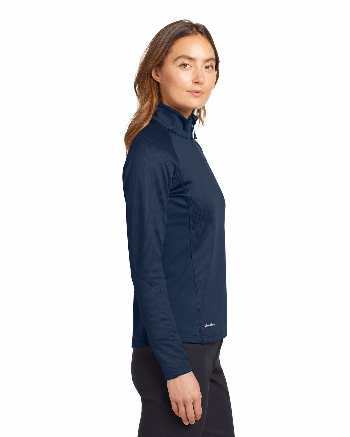 Custom Eddie Bauer Women's 1/2-Zip Performance Fleece, River Blue Navy, side view