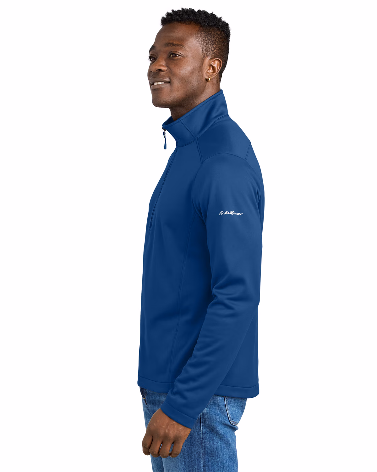 Custom Eddie Bauer Smooth Mid Layer Fleece 1/2-Zip, Cobalt Blue, side view