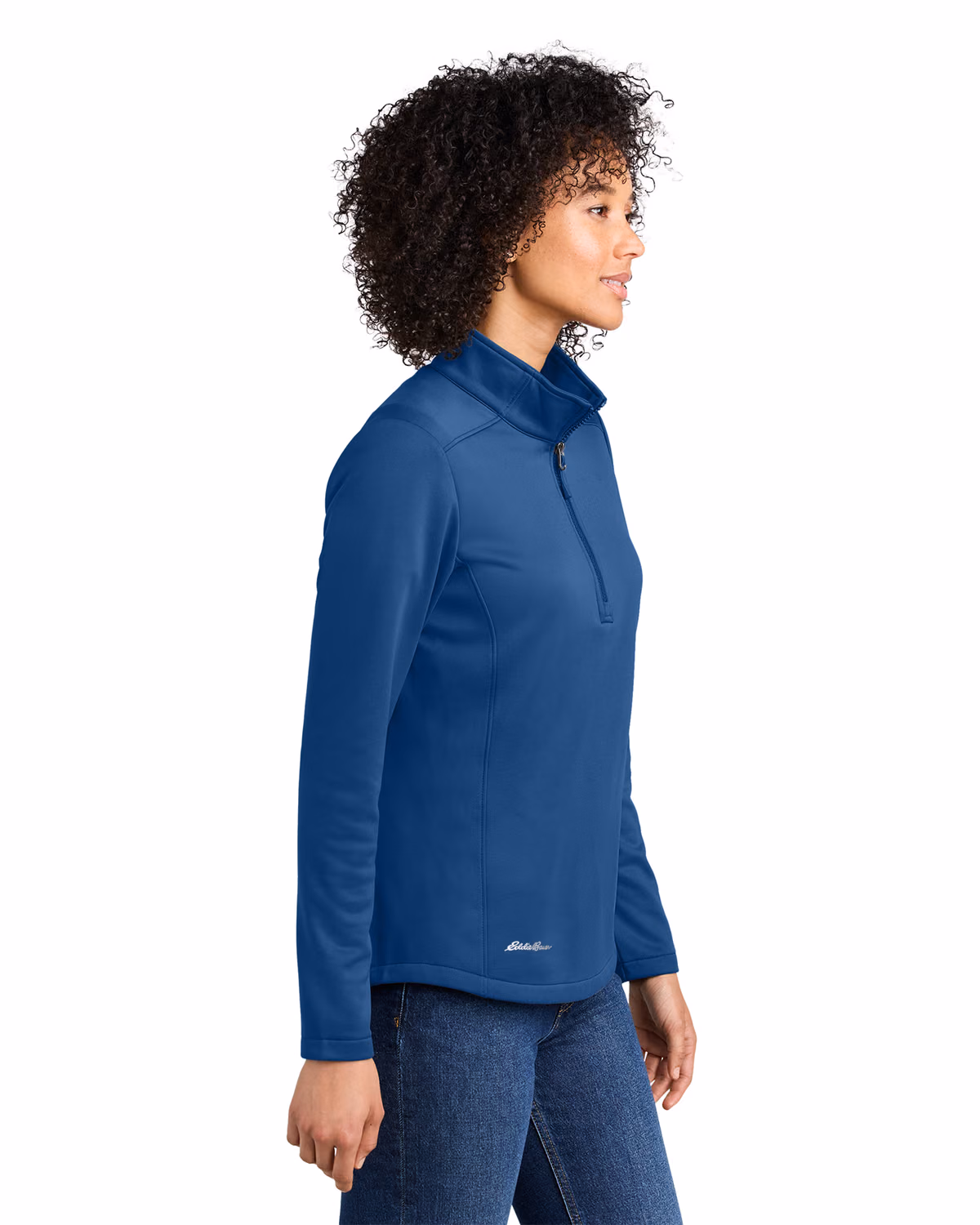 Custom Eddie Bauer Women’s Smooth Mid Layer Fleece 1/2-Zip, Cobalt Blue, side view