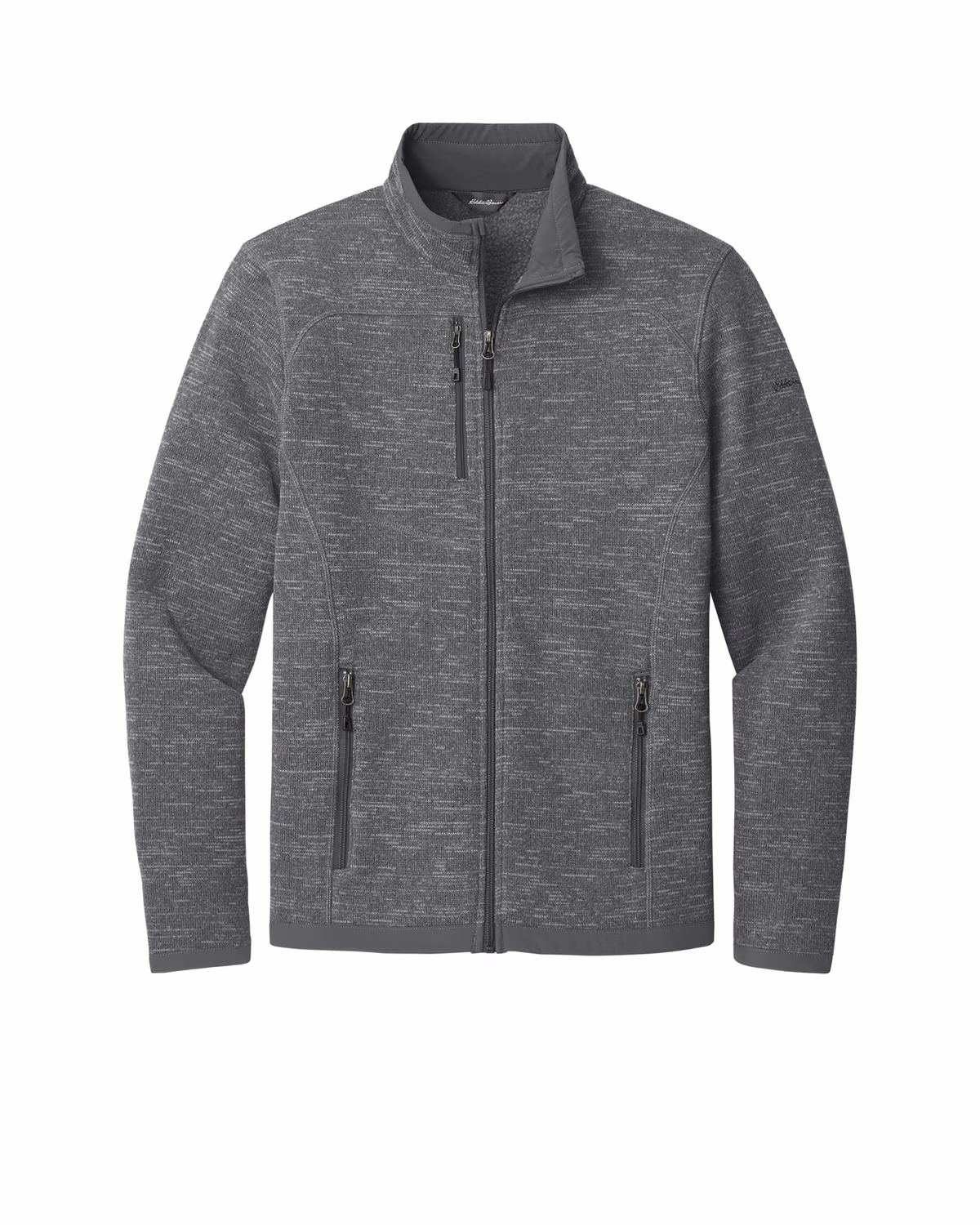 Custom Eddie Bauer Sweater Fleece Full-Zip, Dark Grey Heather, front view