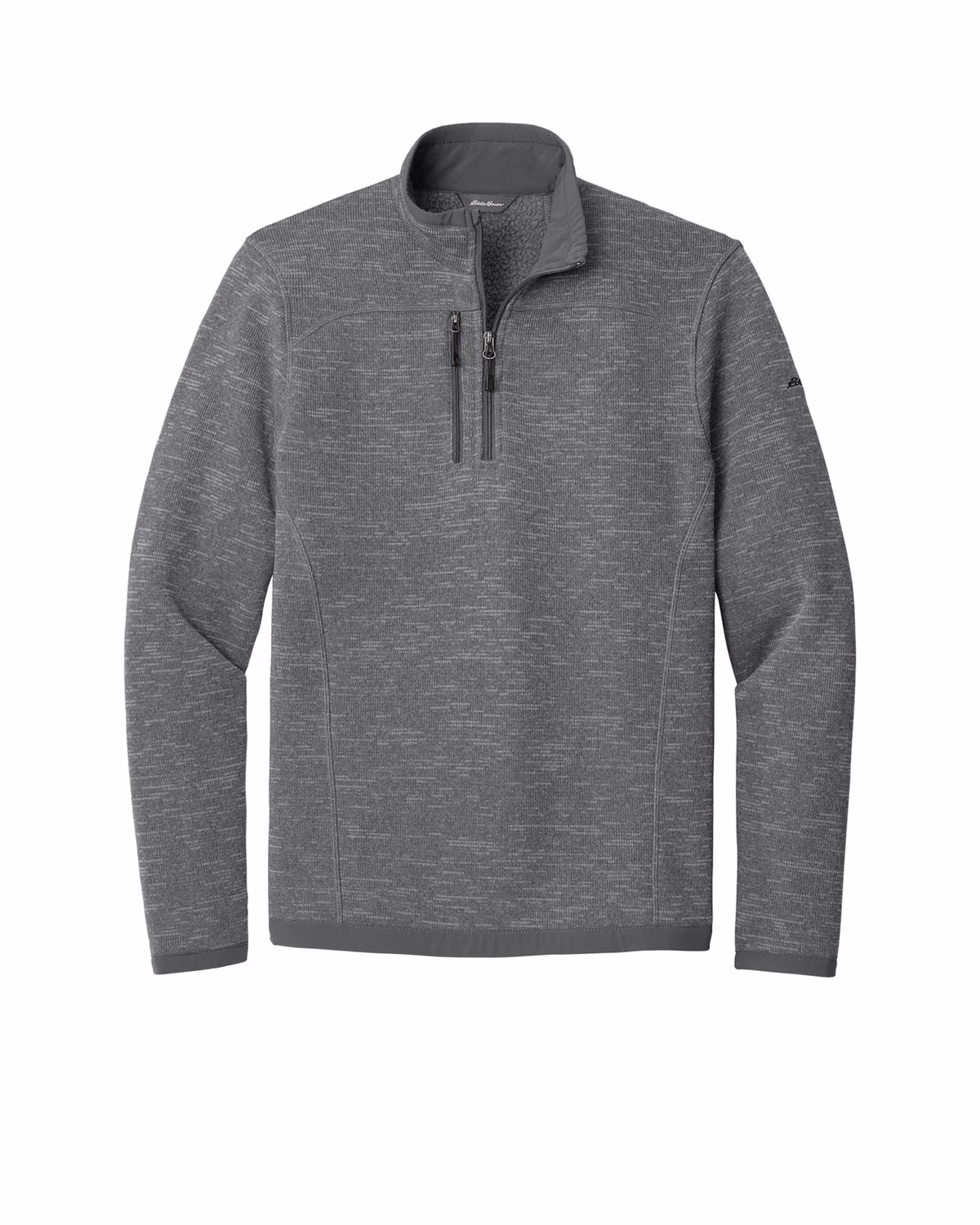 Custom Eddie Bauer Sweater Fleece 1/4-Zip, Dark Grey Heather, front view