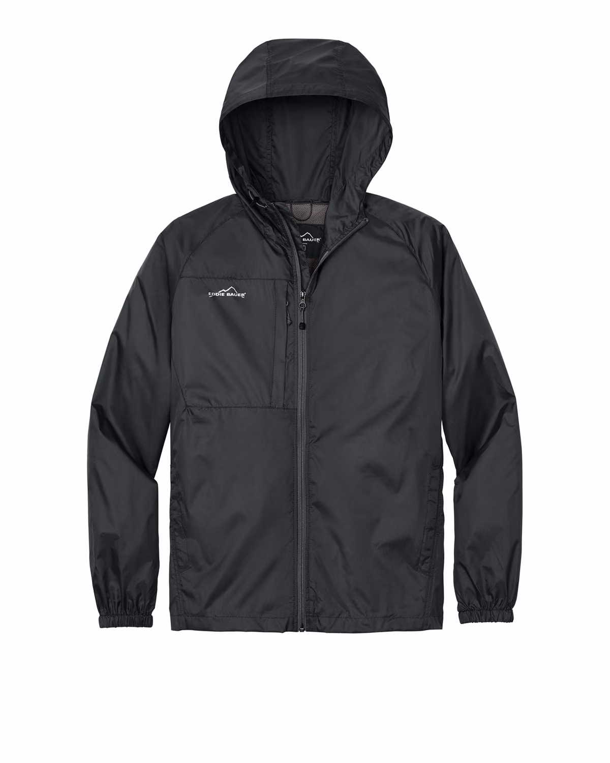 Custom Eddie Bauer Packable Wind Jacket, Grey Steel, front view
