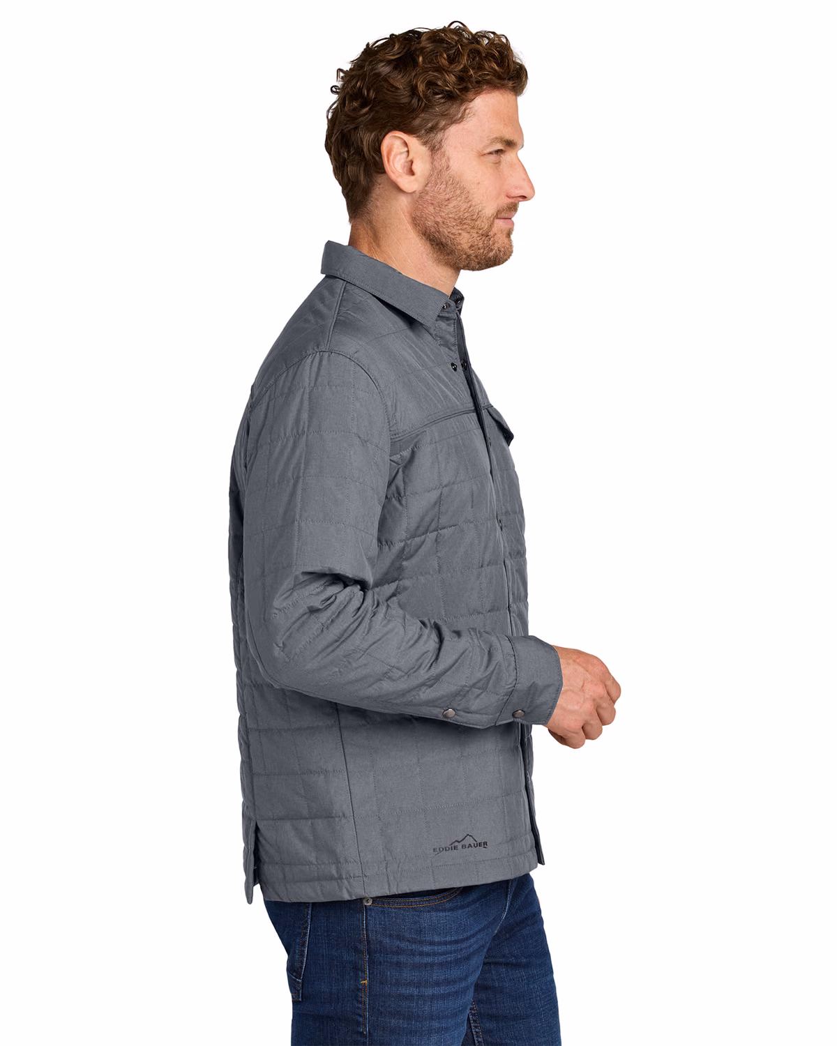 Custom Eddie Bauer Shirt Jac, Charcoal Grey Heather, side view
