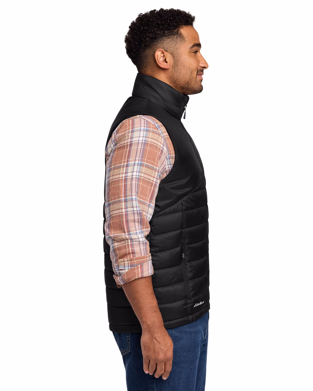 Custom Eddie Bauer Quilted Vest, Deep Black, side view