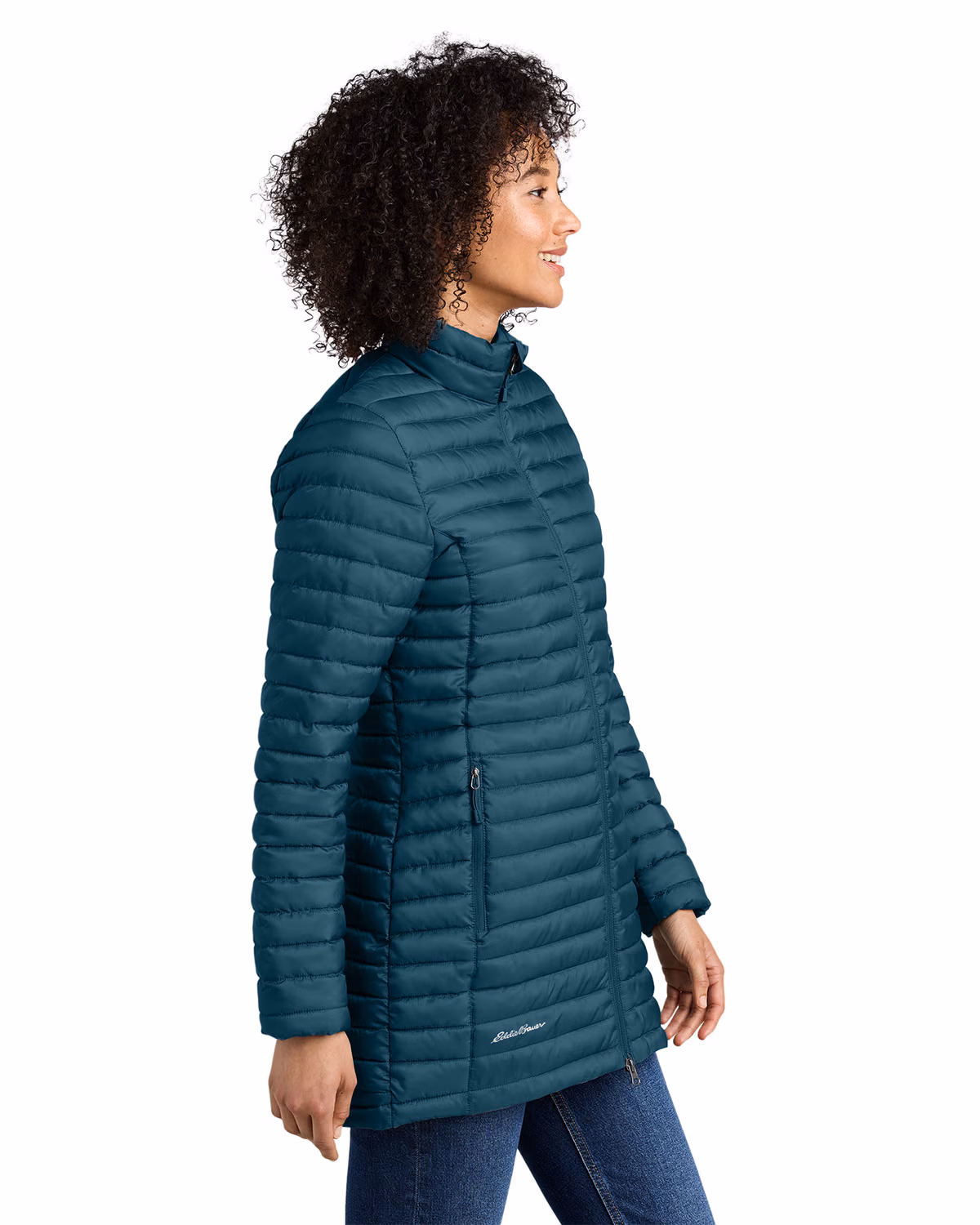 Custom Eddie Bauer Women’s Packable Quilted Full-Zip, Adriatic Blue, side view