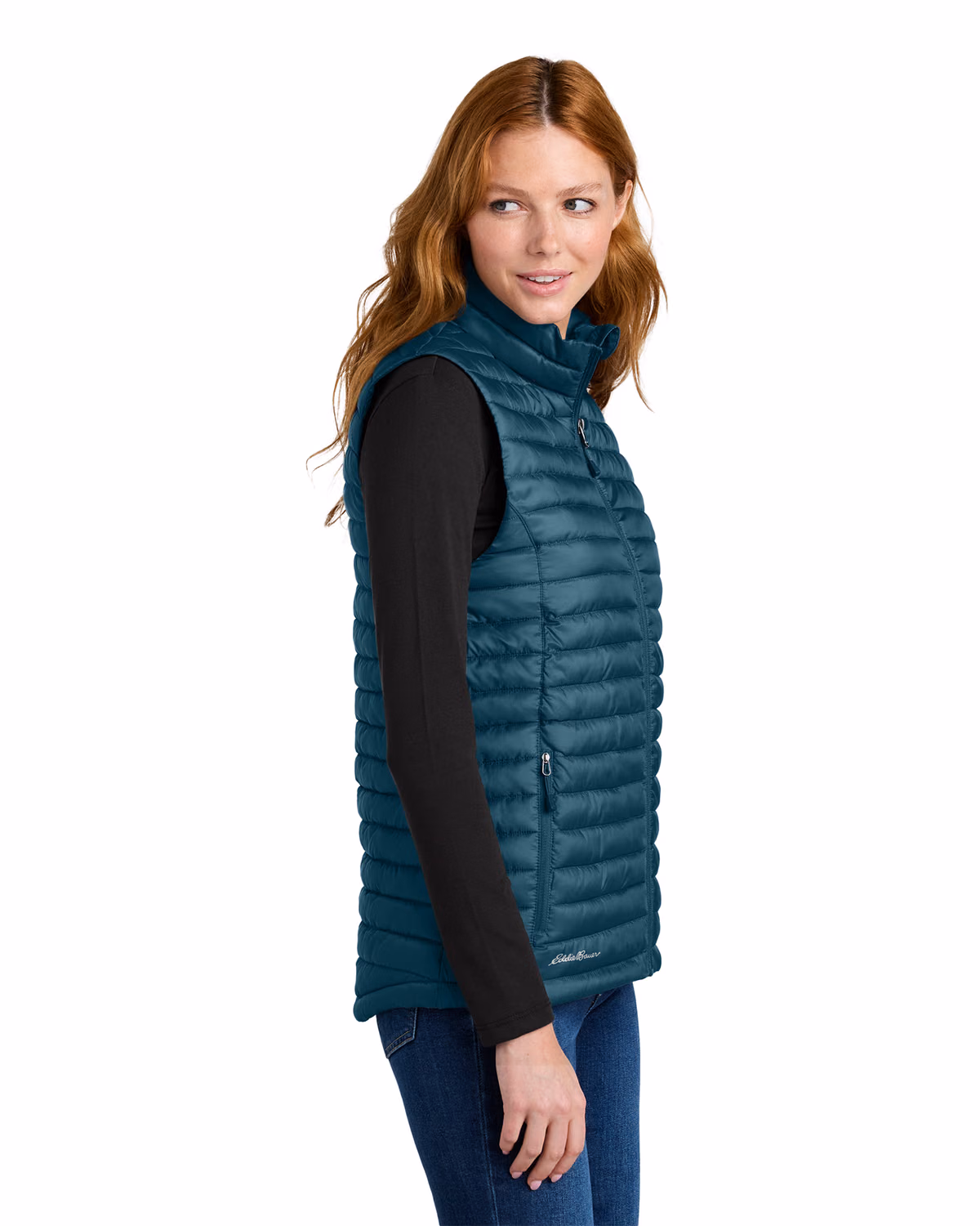 Custom Eddie Bauer Women’s Packable Quilted Vest, Adriatic Blue, side view