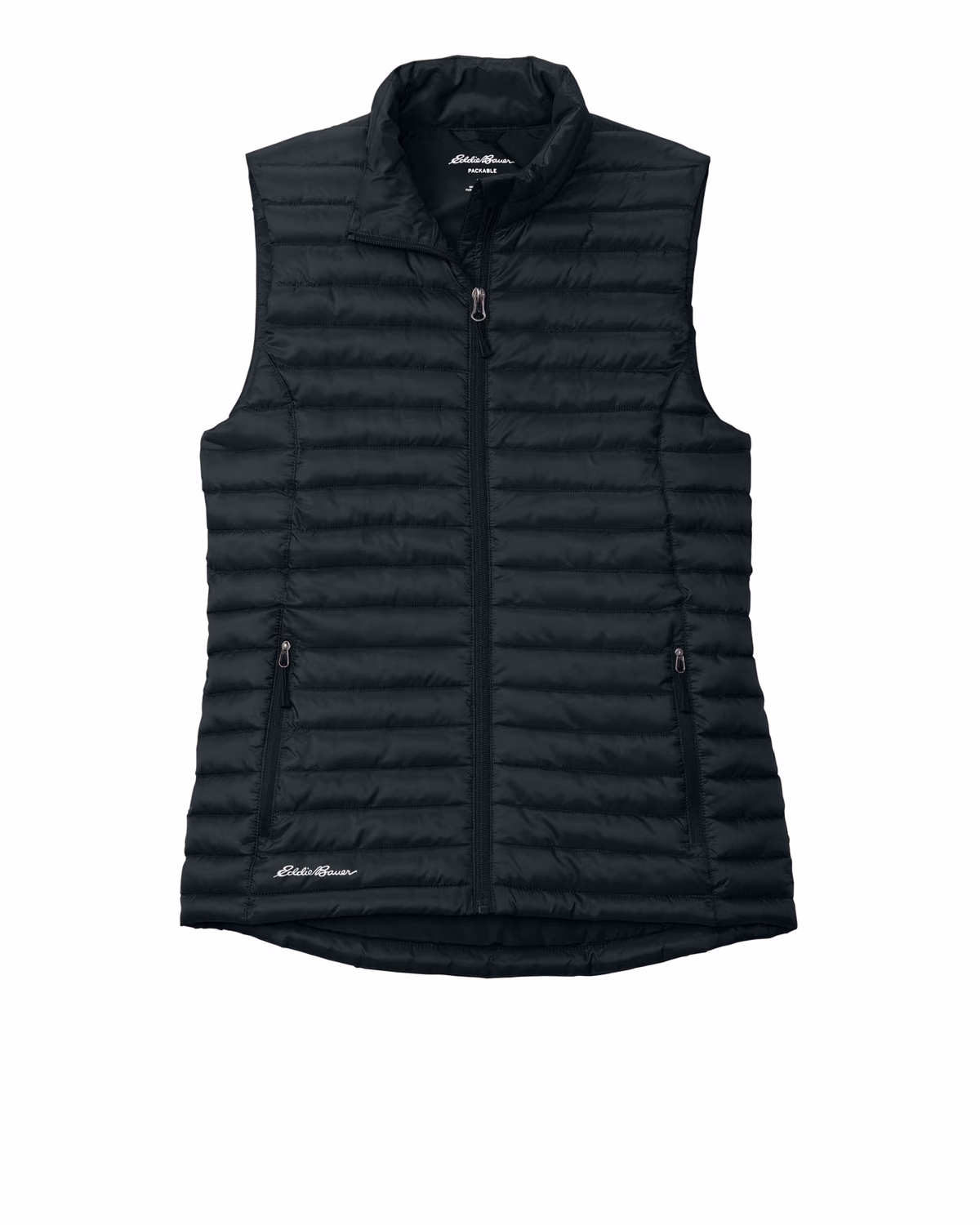 Custom Eddie Bauer Women’s Packable Quilted Vest, Black, front view