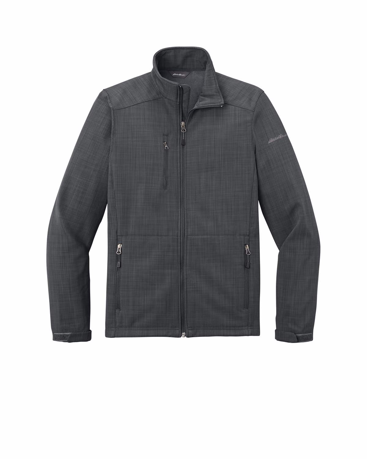 Custom Eddie Bauer Shaded Crosshatch Soft Shell Jacket, Grey, front view