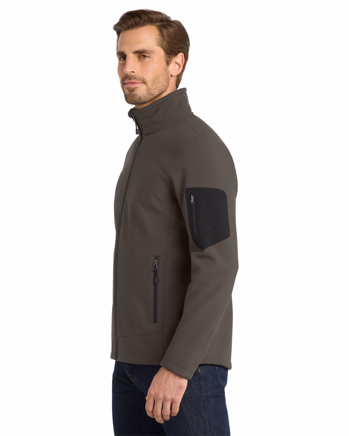 Custom Eddie Bauer Rugged Ripstop Soft Shell Jacket, Canteen Grey, side view