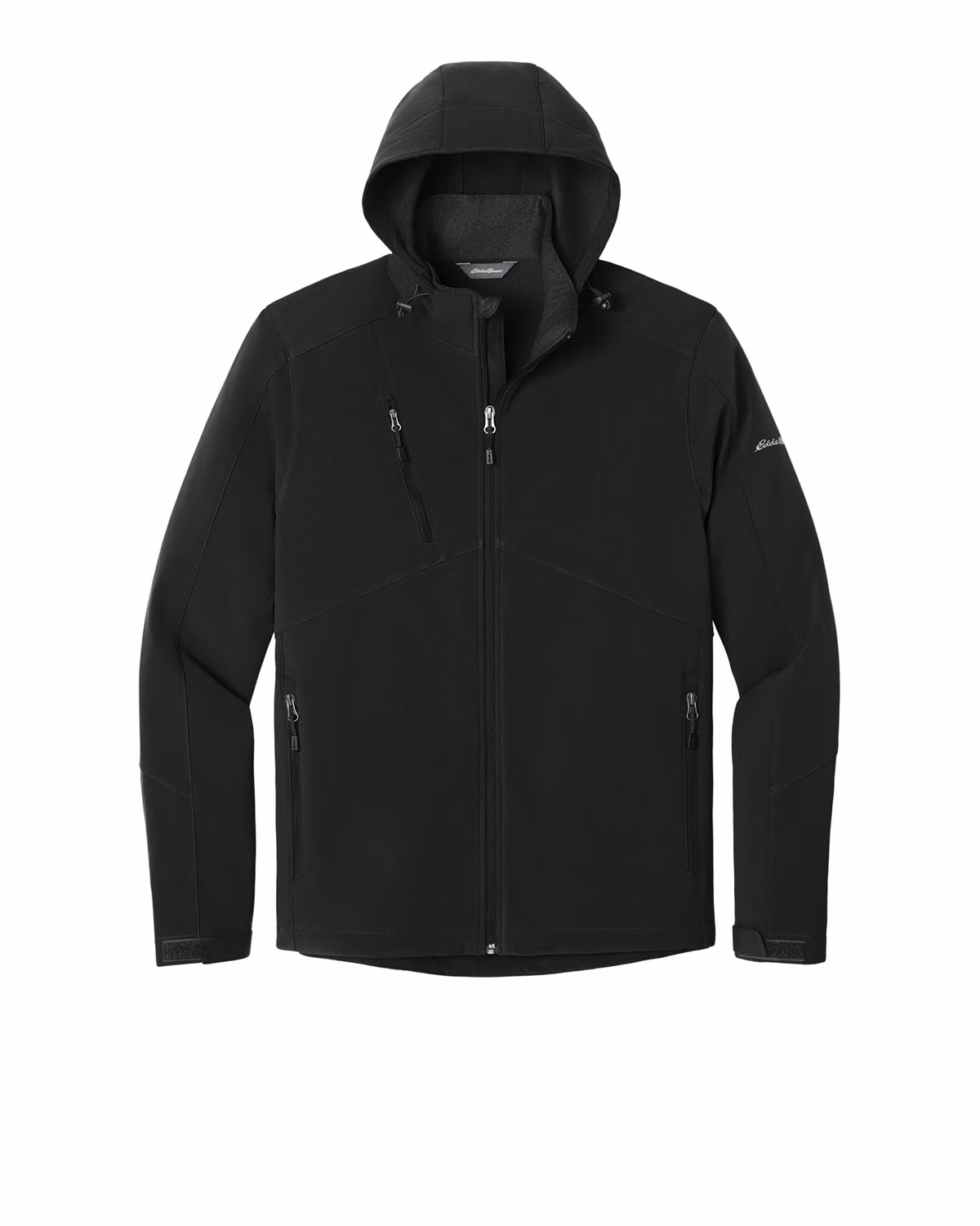 Custom Eddie Bauer Hooded Soft Shell Parka, Black, front view