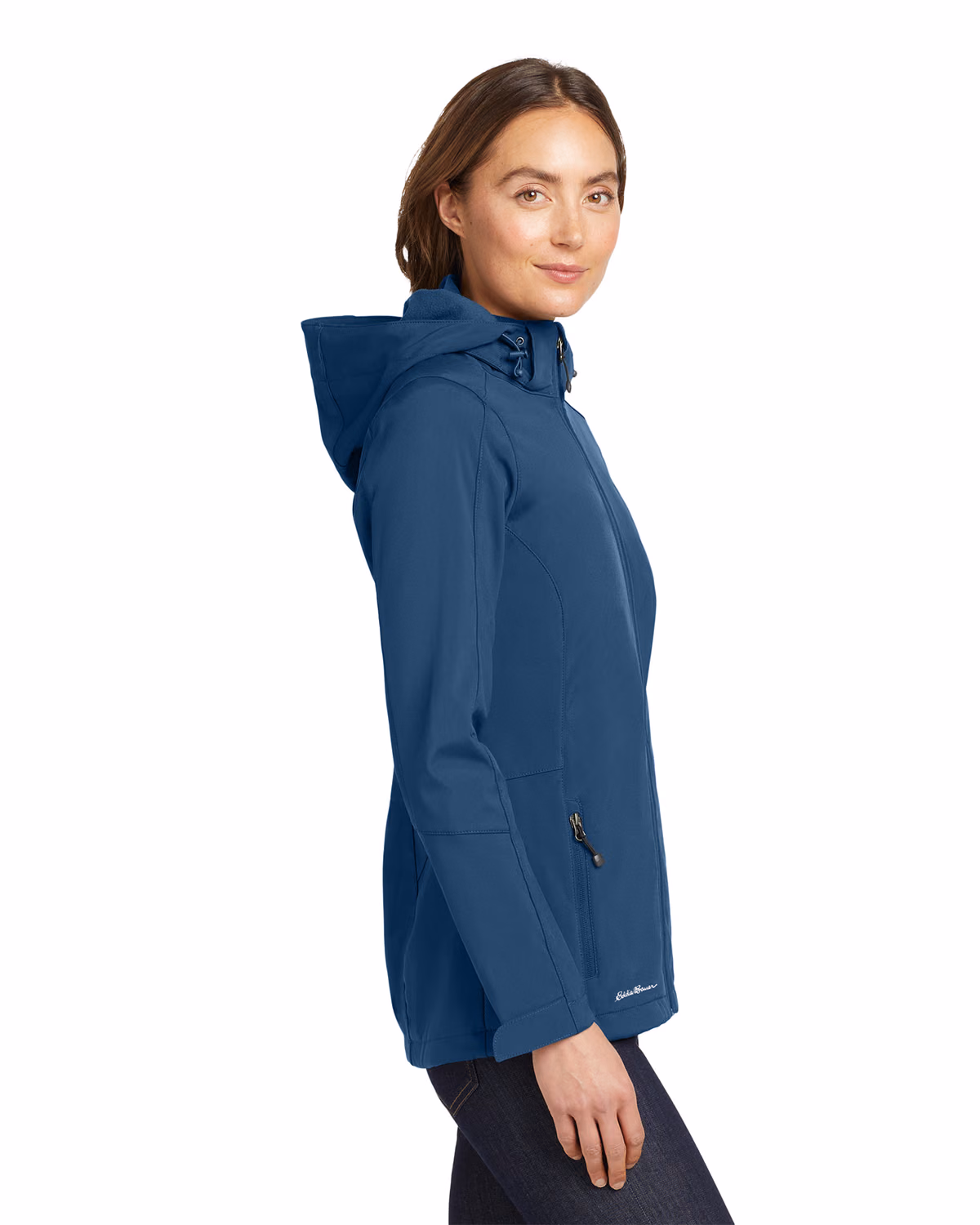 Custom Eddie Bauer Women's Hooded Soft Shell Parka, Admiral Blue, side view