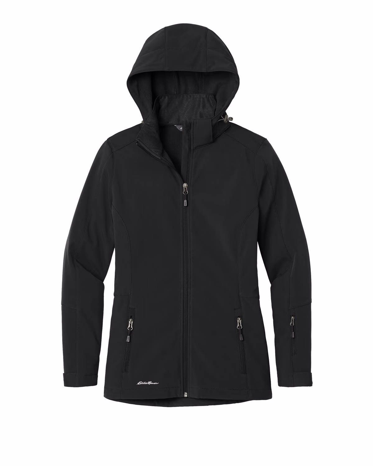 Custom Eddie Bauer Women's Hooded Soft Shell Parka, Black, front view