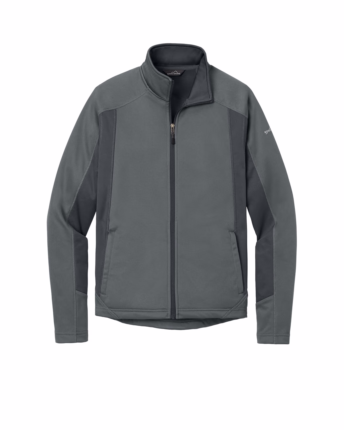 Custom Eddie Bauer Trail Soft Shell Jacket, Metal Grey/ Grey Steel, front view
