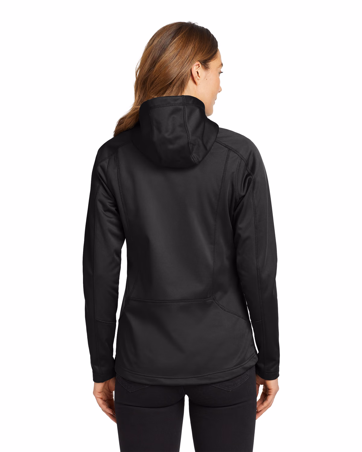 Custom Eddie Bauer Women's Trail Soft Shell Jacket, Black/ Black, back view
