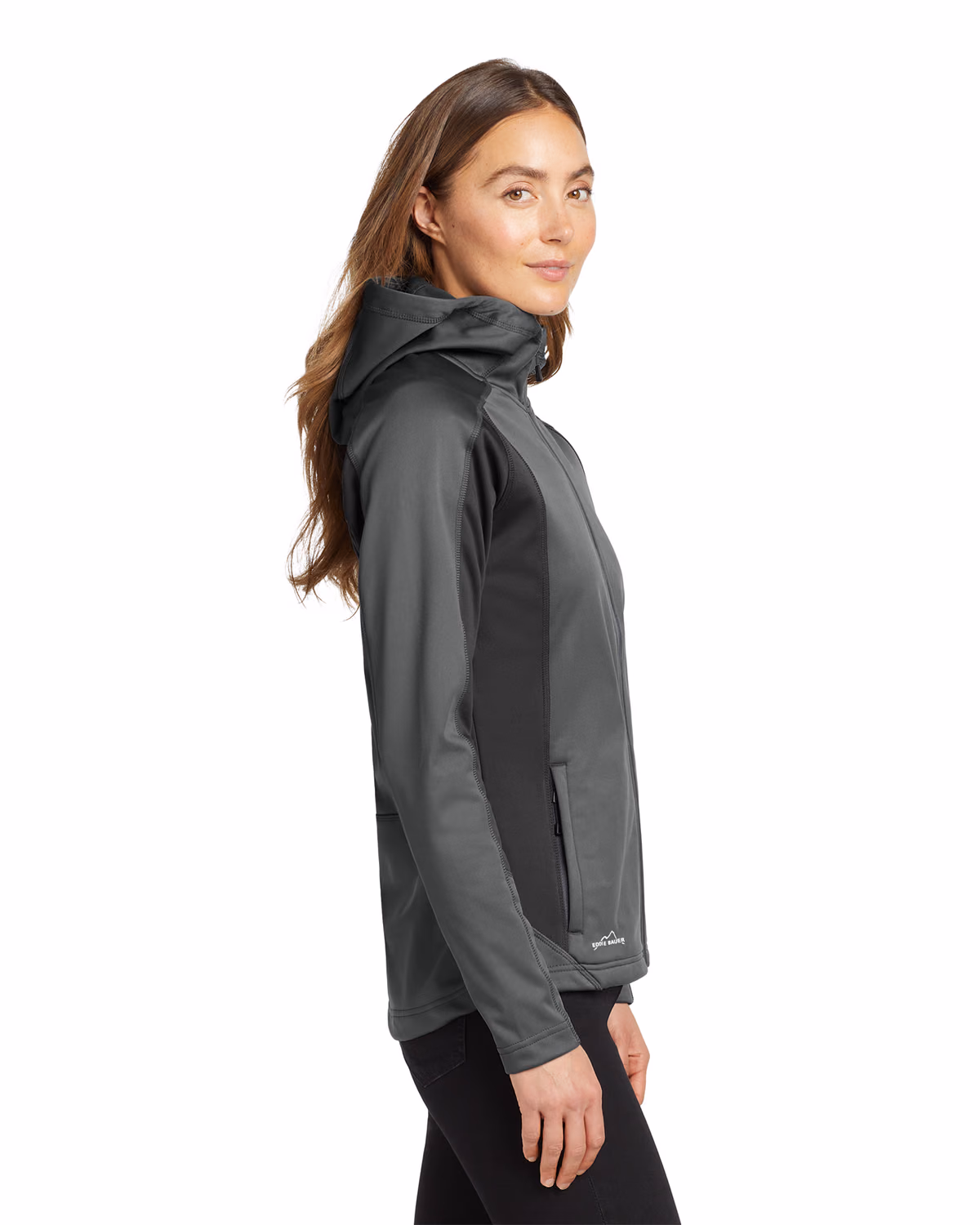 Custom Eddie Bauer Women's Trail Soft Shell Jacket, Metal Grey/ Grey Steel, side view