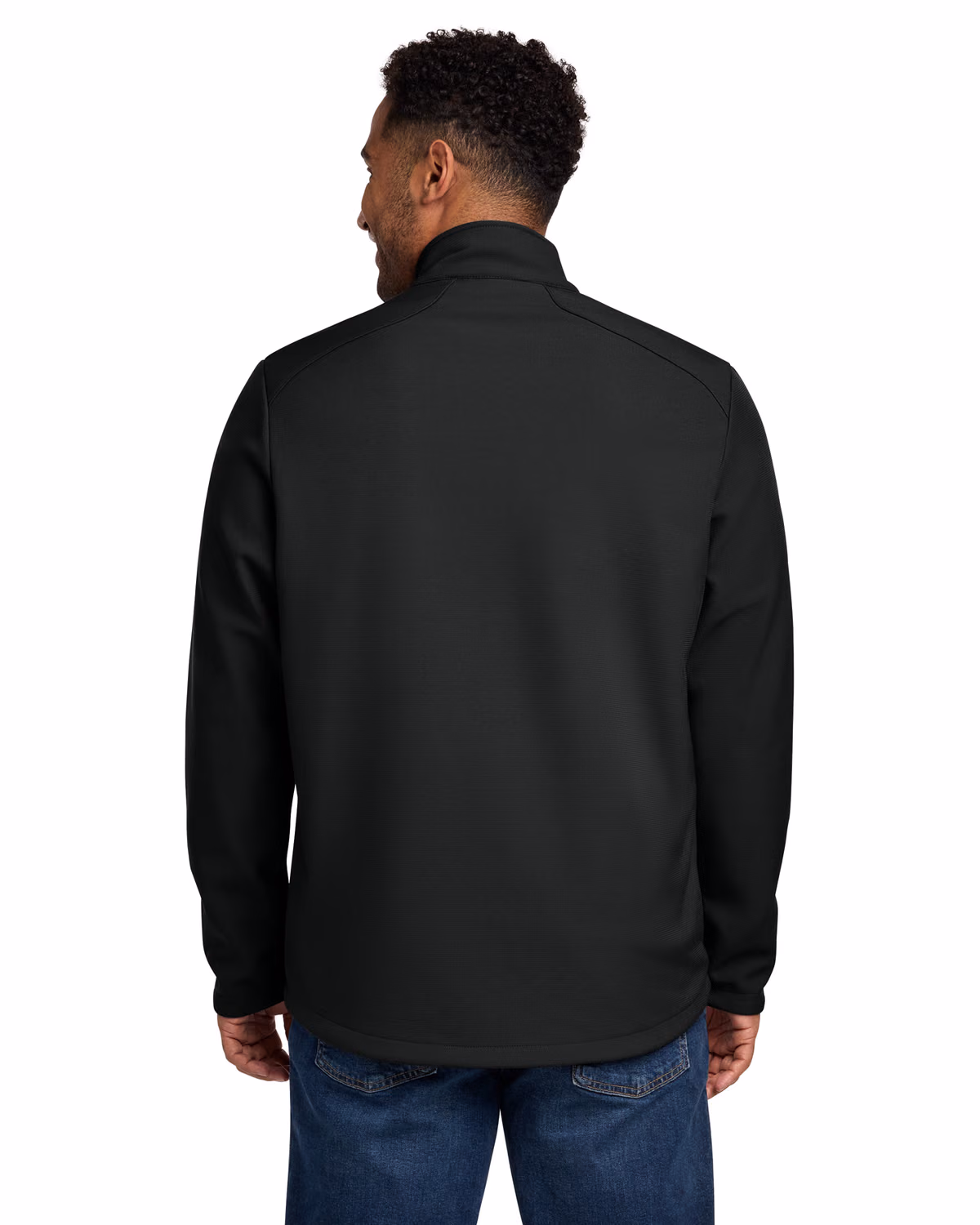 Custom Eddie Bauer Stretch Soft Shell Jacket, Deep Black, back view