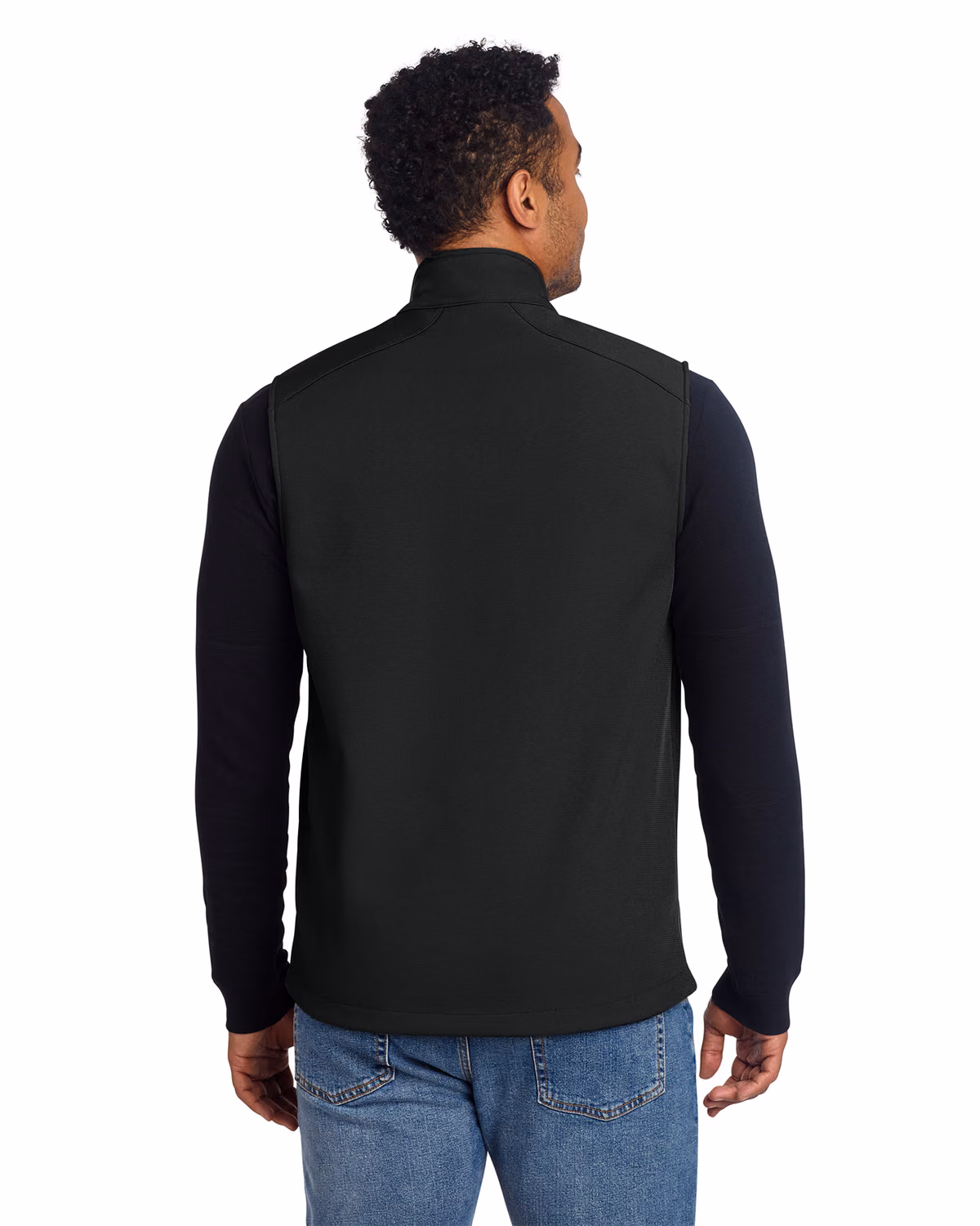 Custom Eddie Bauer Stretch Soft Shell Vest, Deep Black, back view