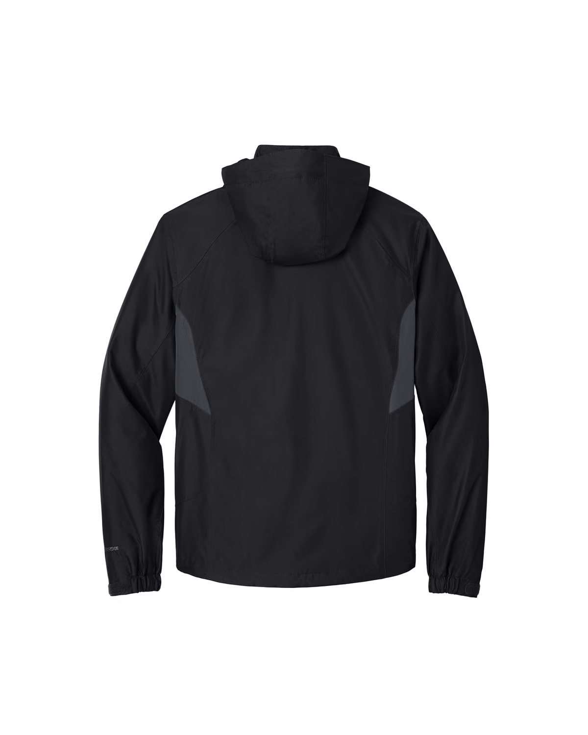 Custom Eddie Bauer Rain Jacket, Black/ Steel Grey, back view