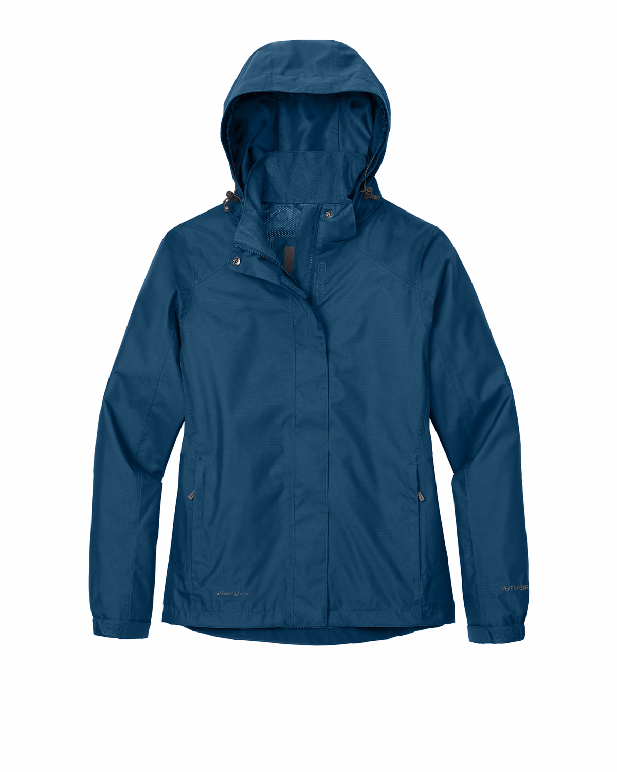 Custom Eddie Bauer Women's Rain Jacket, Deep Sea Blue/ Dark Adriatic, front view