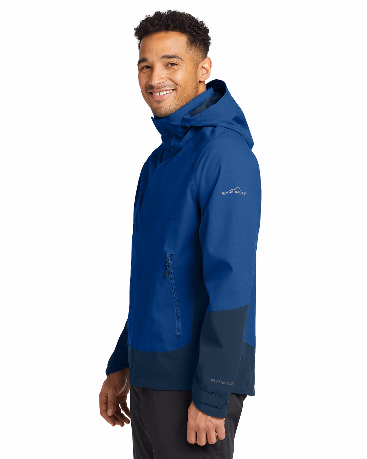 Custom Eddie Bauer WeatherEdge Jacket, Cobalt Blue/ River Blue Navy, side view