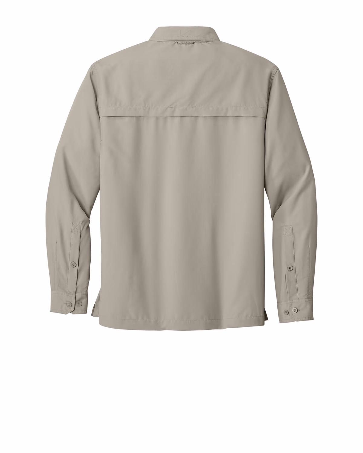 Custom Eddie Bauer Long Sleeve Performance Fishing Shirt, Driftwood, back view