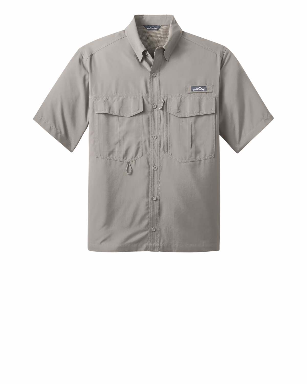 Custom Eddie Bauer Short Sleeve Performance Fishing Shirt, Driftwood, front view