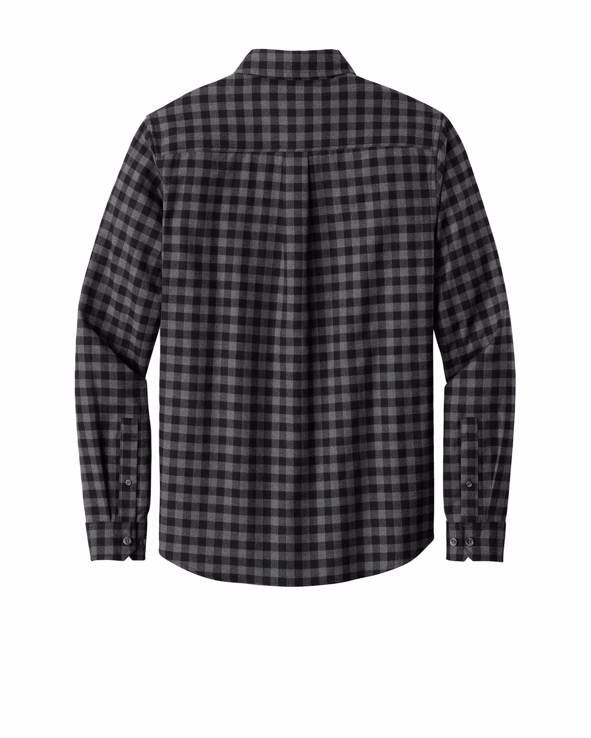 Custom Eddie Bauer Long Sleeve Favorite Flannel Plaid Shirt, Deep Black Mini Buffalo, back view