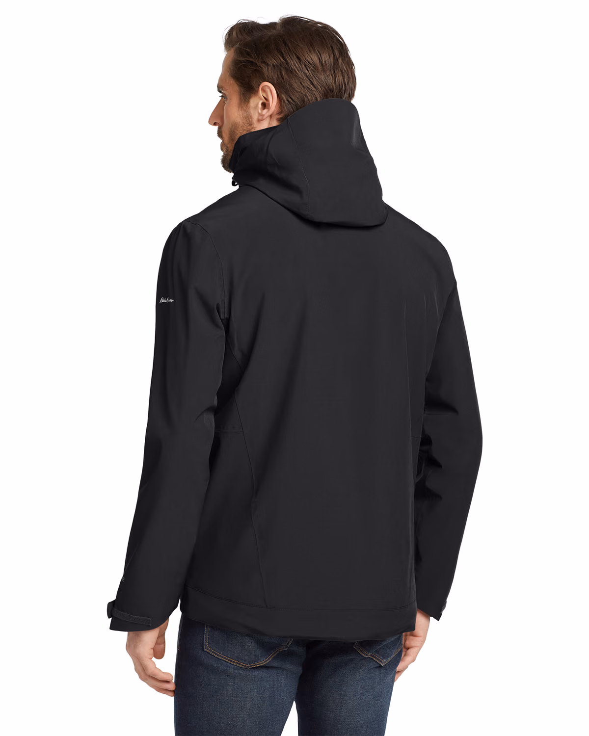 Custom Eddie Bauer WeatherEdge 3-in-1 Jacket, Black/ Storm Grey, back view