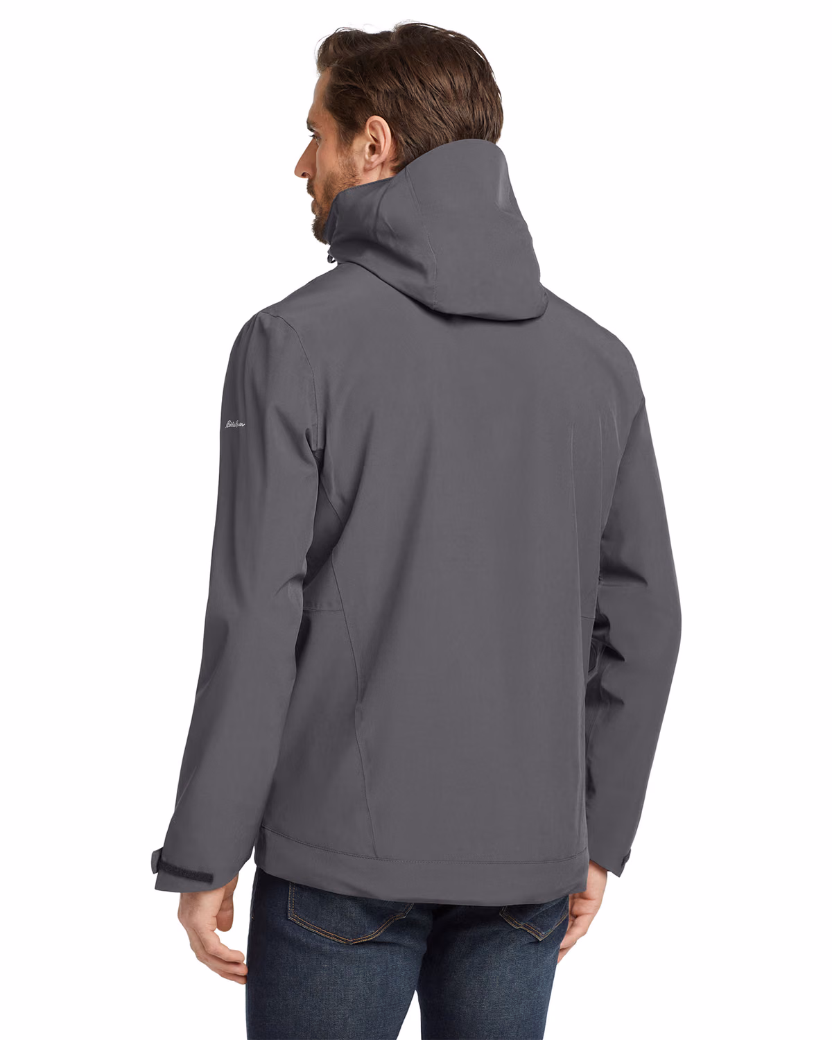 Custom Eddie Bauer WeatherEdge 3-in-1 Jacket, Grey Steel/ Metal Grey, back view