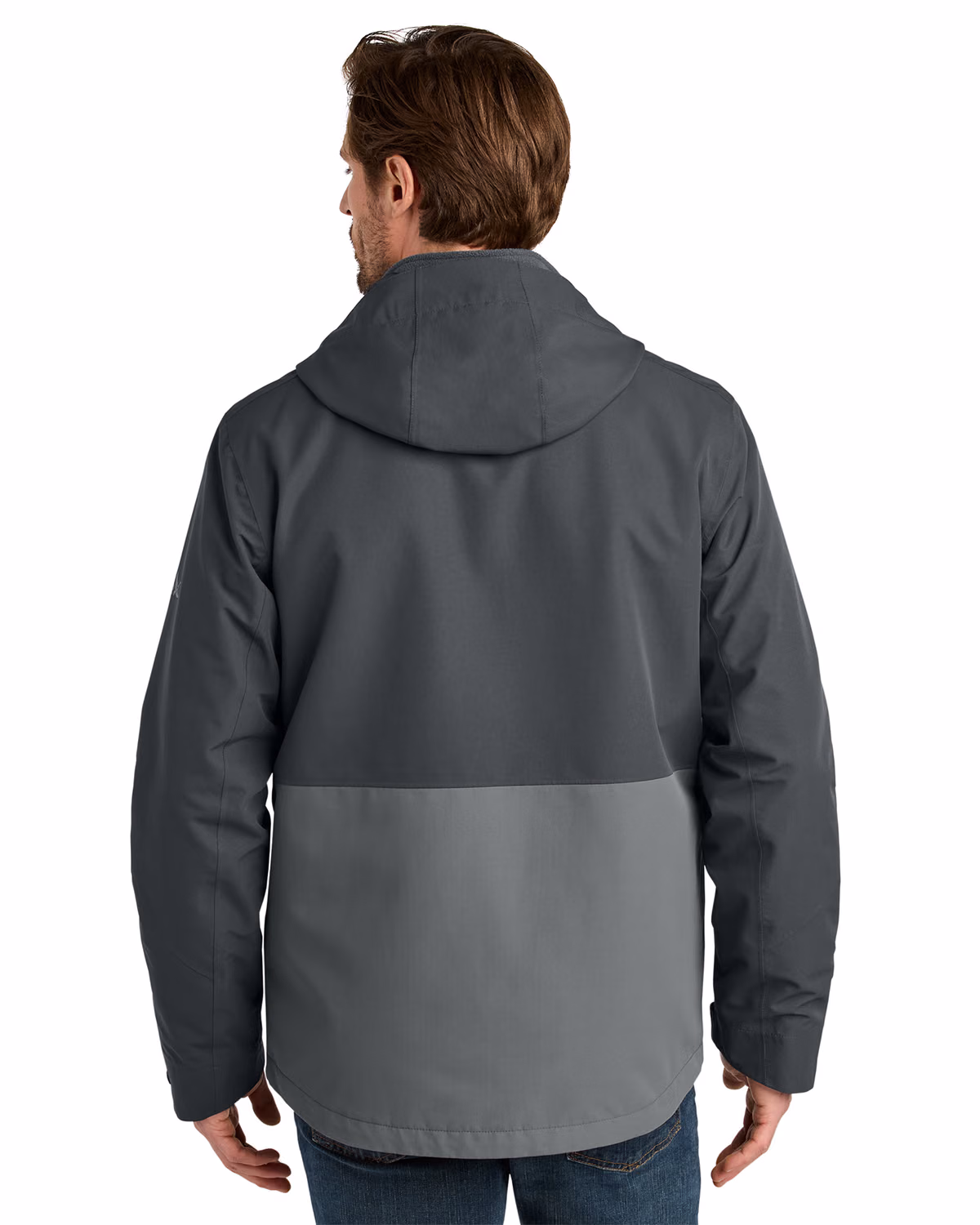 Custom Eddie Bauer WeatherEdge Ridge 3-in-1 Jacket, Grey Steel/ Metal Grey, back view