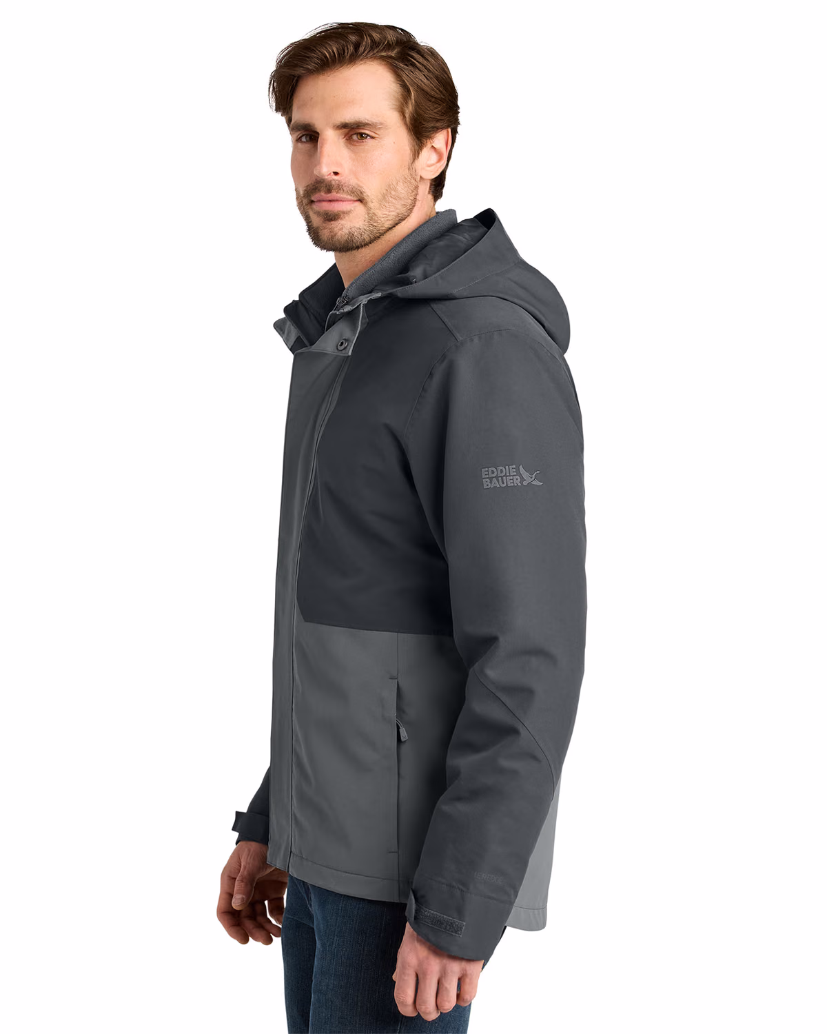 Custom Eddie Bauer WeatherEdge Ridge 3-in-1 Jacket, Grey Steel/ Metal Grey, side view