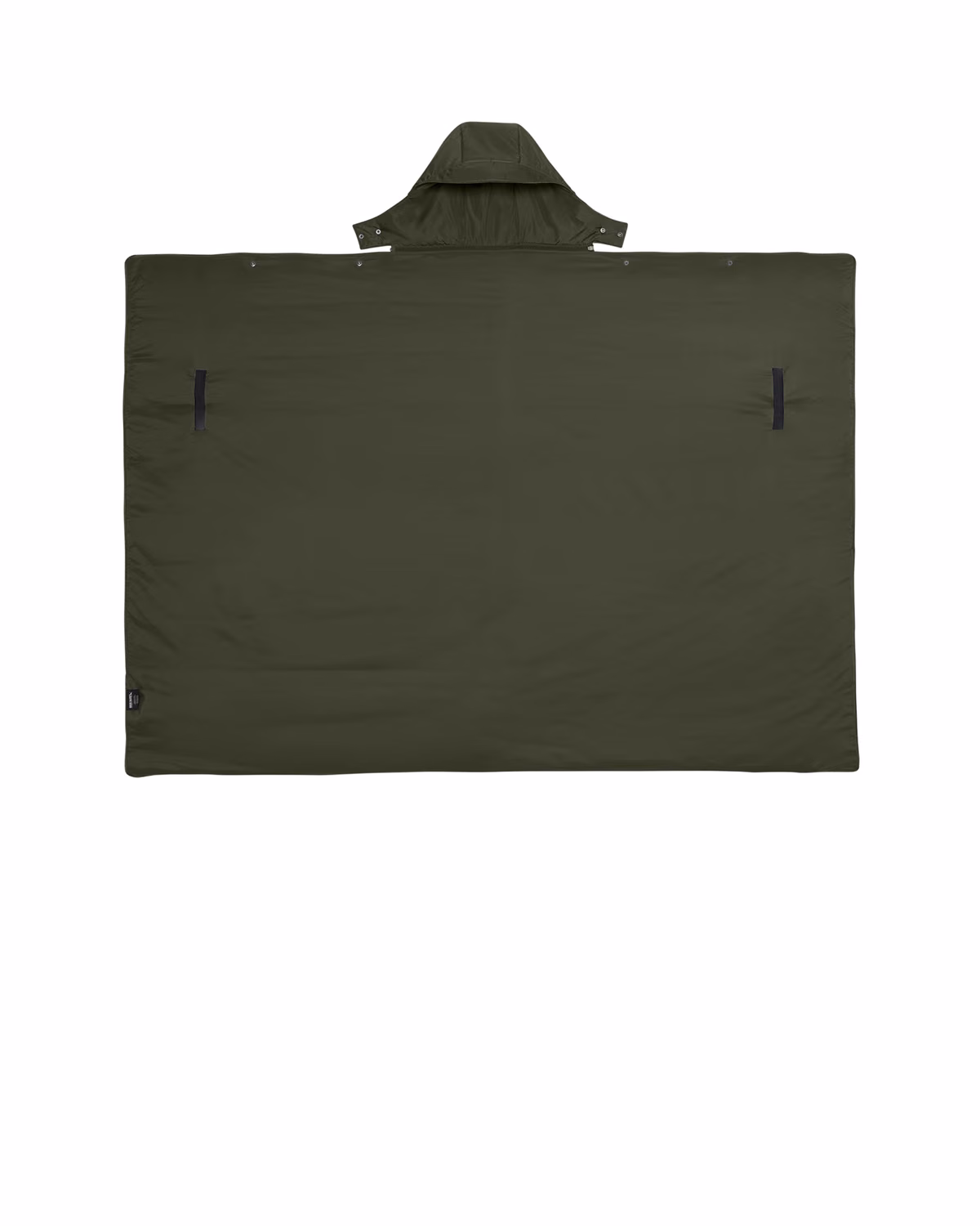 Custom Eddie Bauer Puffy Camp Poncho, Olive Green, front view