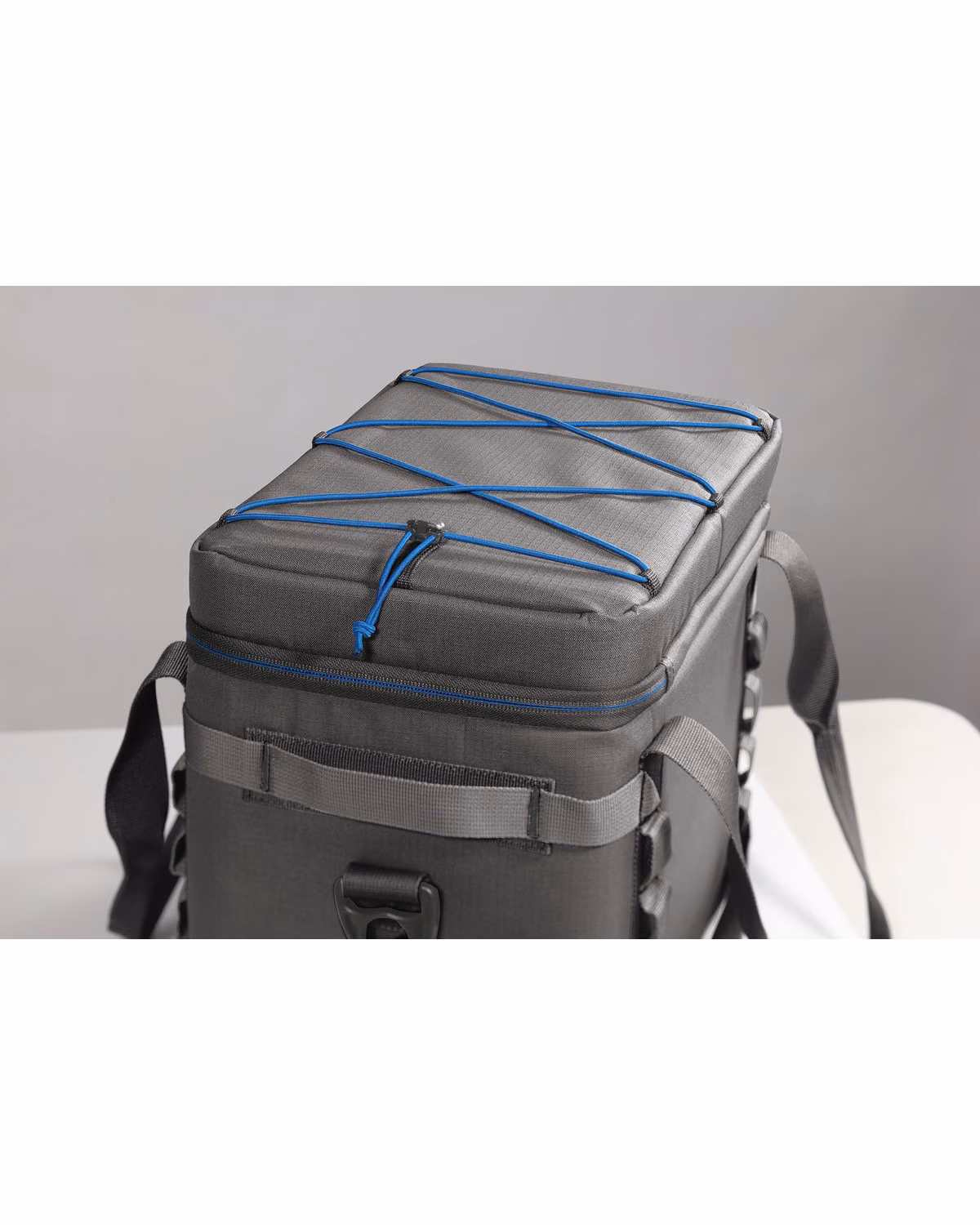 Custom Eddie Bauer Max Cool 24-Can Cooler, Metal Grey/ Expedition Blue, front view