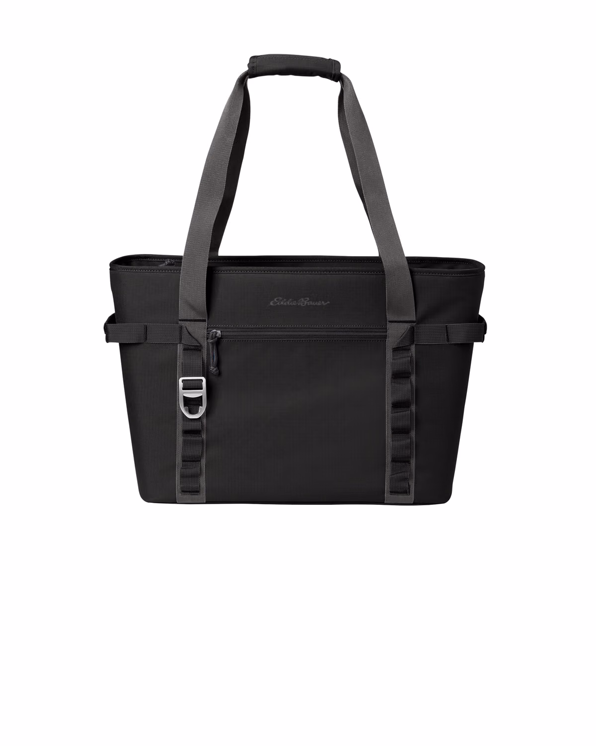 Custom Eddie Bauer Max Cool Tote Cooler, Black/ Grey Steel, front view