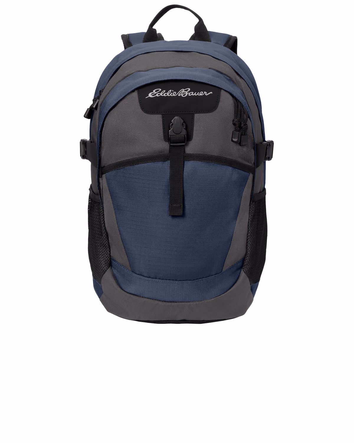 Custom Eddie Bauer Ripstop Backpack, Coast Blue/ Grey Steel, front view