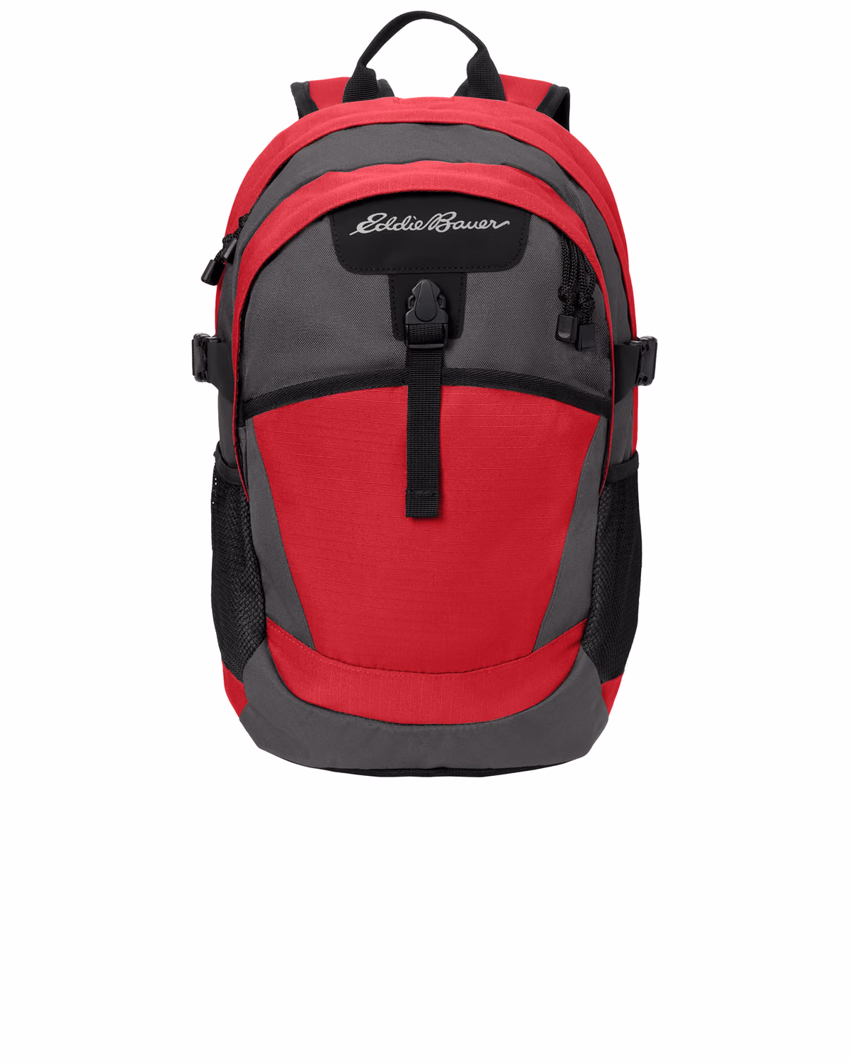 Custom Eddie Bauer Ripstop Backpack, Radish/ Grey Steel, front view