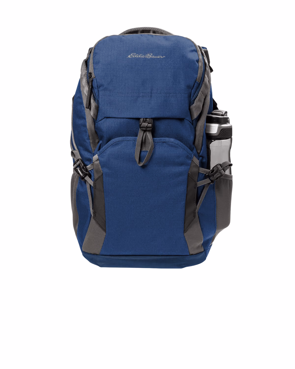 Custom Eddie Bauer Tour Backpack, Sapphire Blue/ Grey Steel, front view