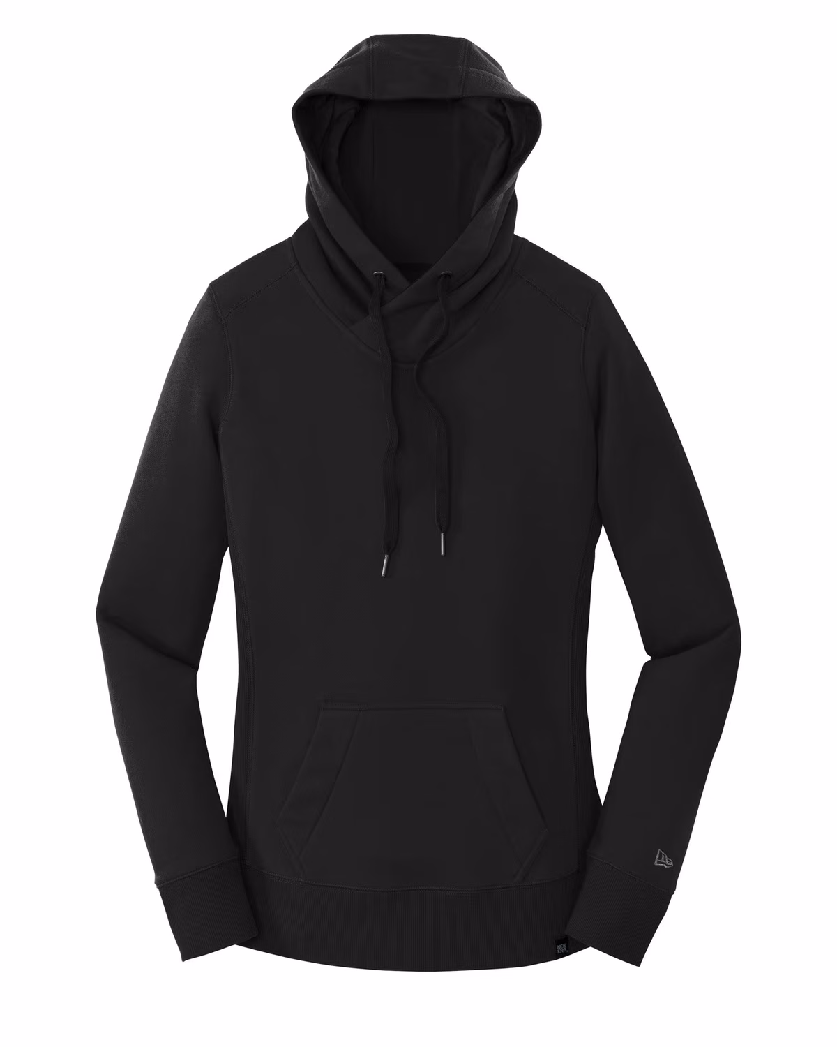 Custom New Era Women's French Terry Pullover Hoodie - Black flat front