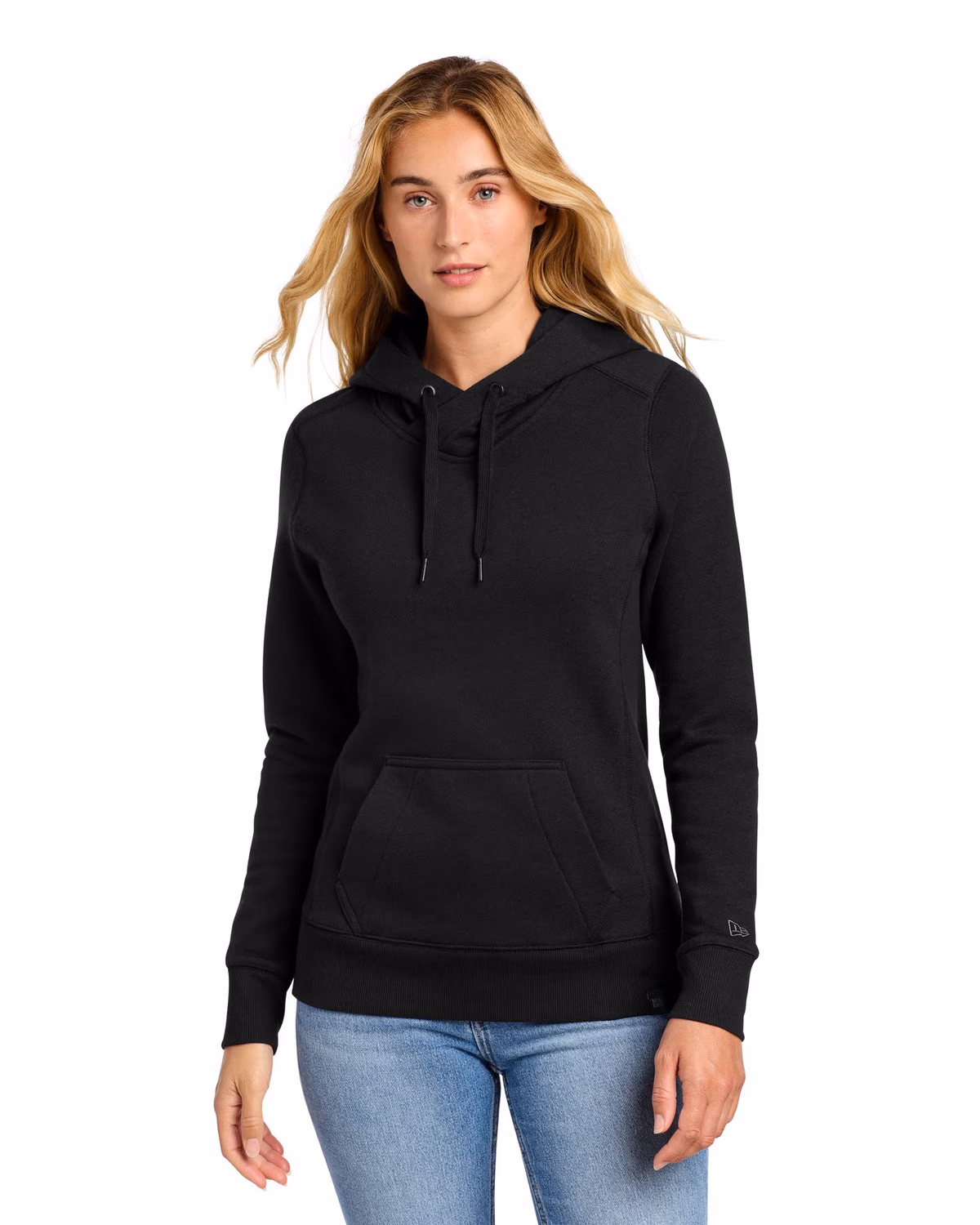 Custom New Era Women's French Terry Pullover Hoodie - Black front