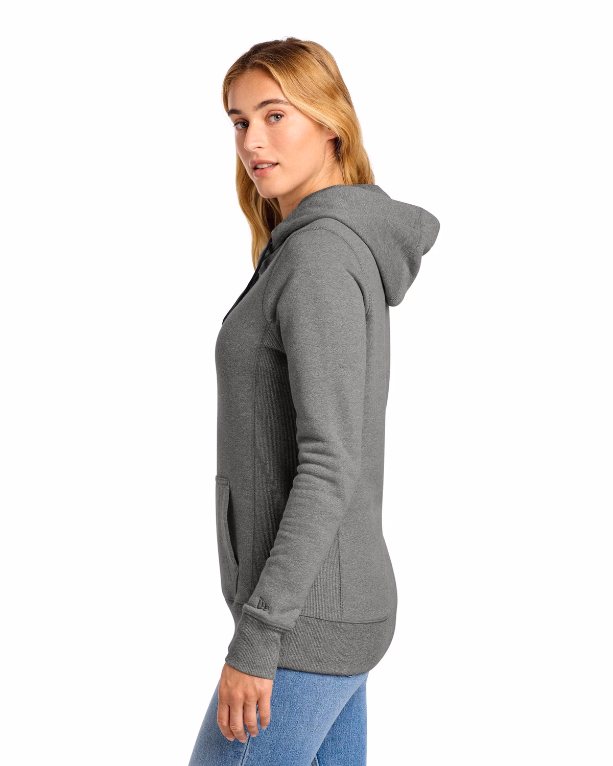 Custom New Era Women's French Terry Pullover Hoodie - Black Twist side