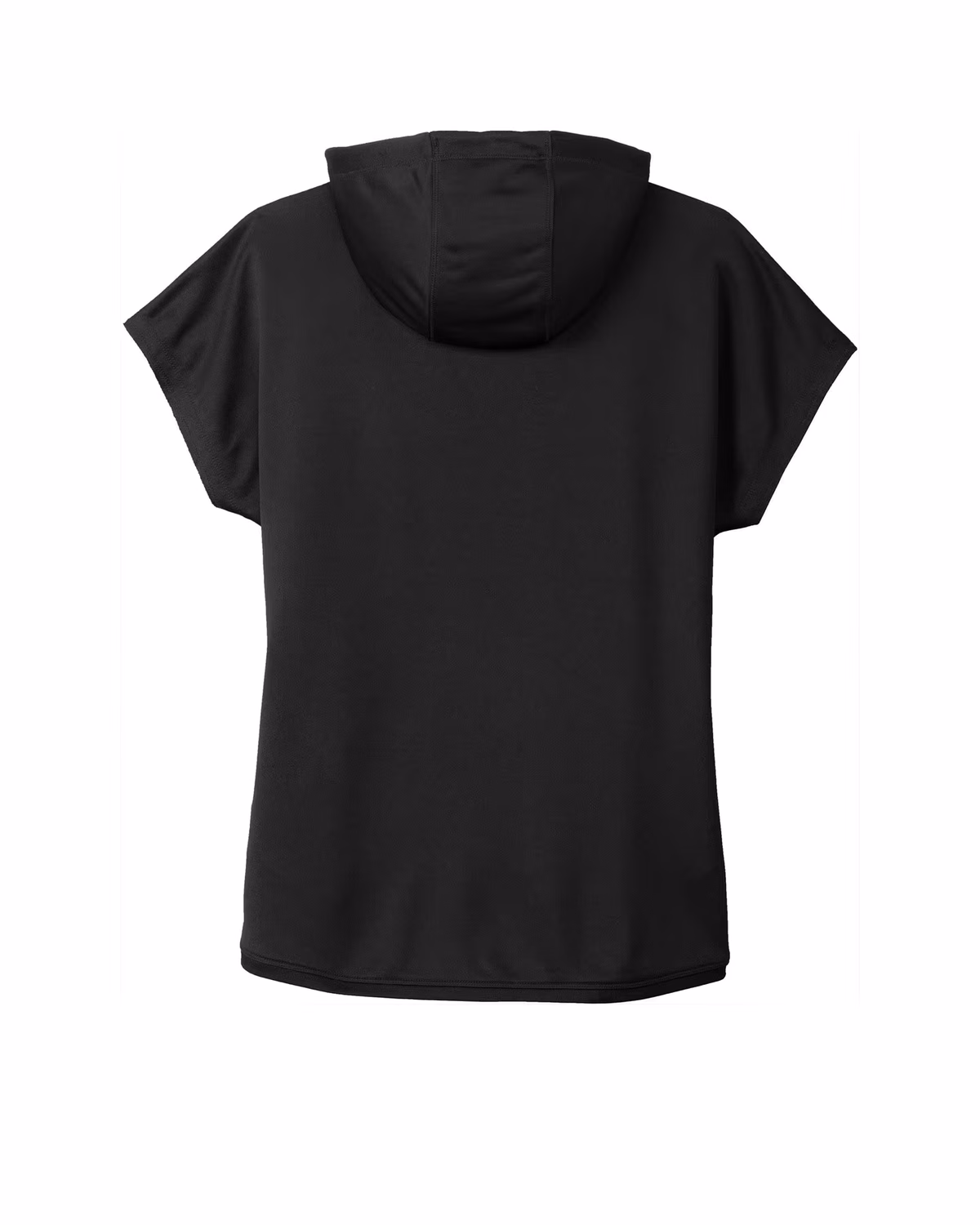 Custom New Era Women's Performance Terry Short Sleeve Hoodie - Black flat back