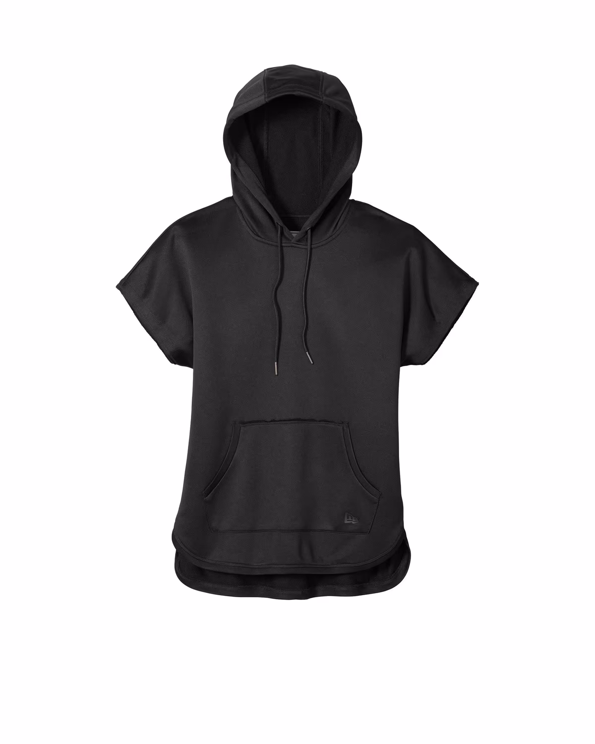 Custom New Era Women's Performance Terry Short Sleeve Hoodie - Black flat front