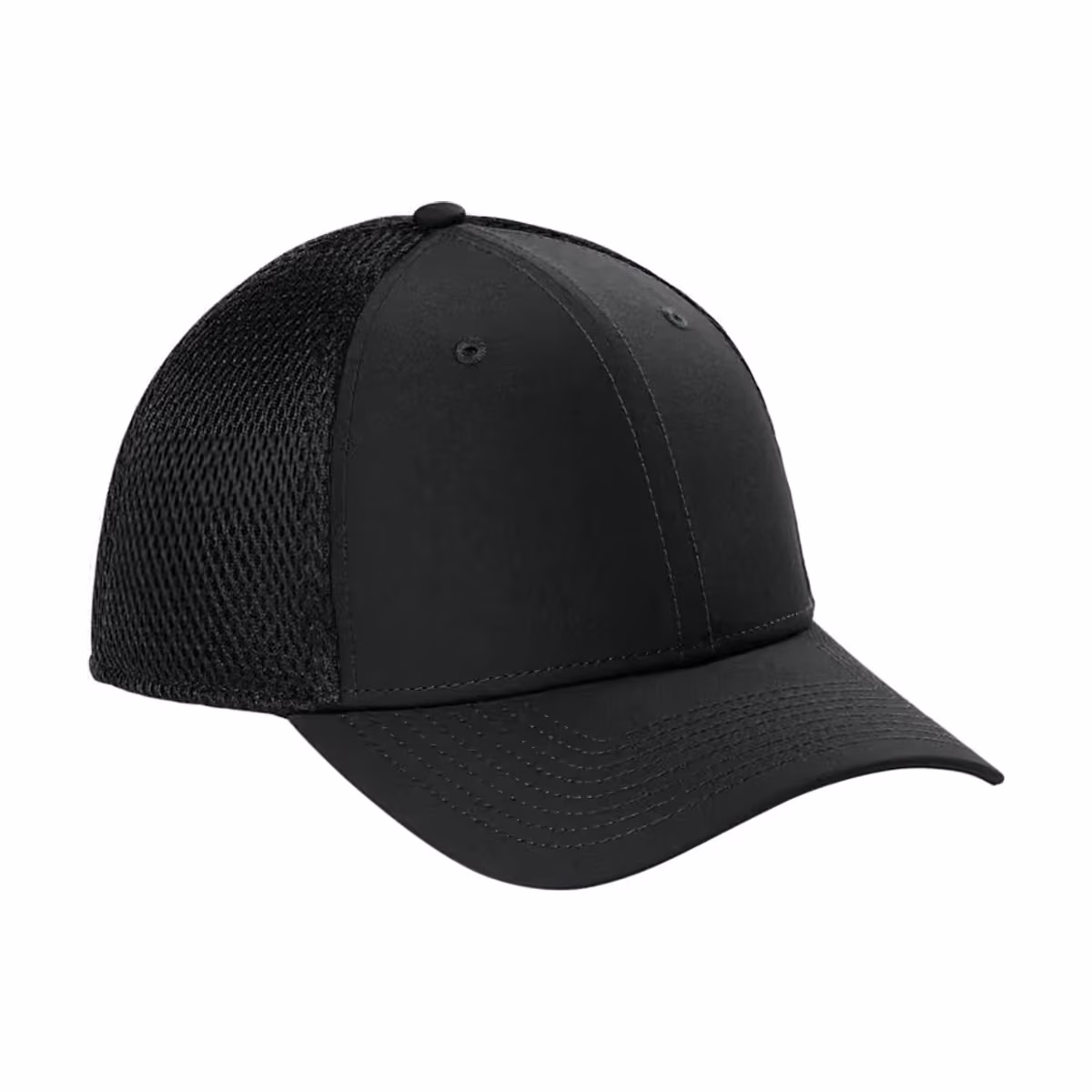 Custom New Era 39THIRTY Performance Stretch Mesh Cap, Black, side view