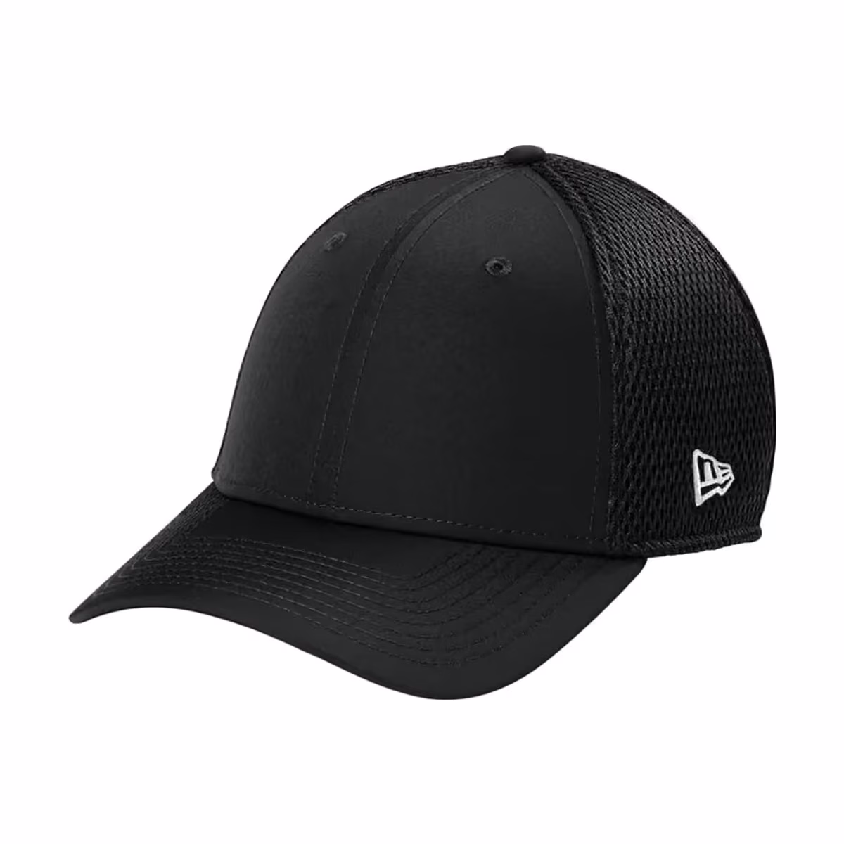 Custom New Era 39THIRTY Performance Stretch Mesh Cap, Black, side view