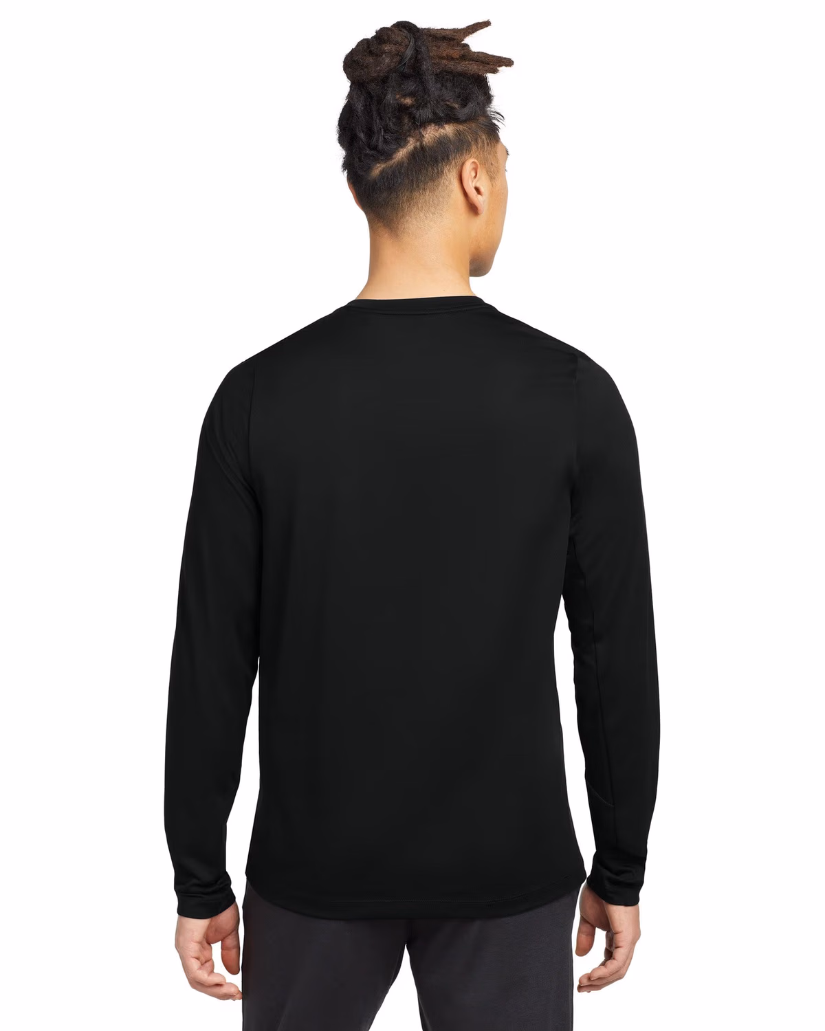 Custom New Era Series Performance Long Sleeve Crew Tee - Black Solid back