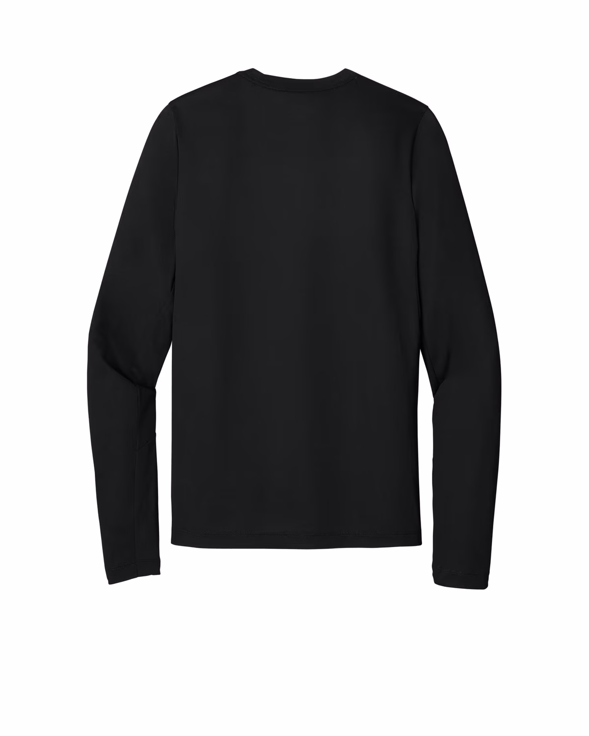 Custom New Era Series Performance Long Sleeve Crew Tee - Black Solid flat back