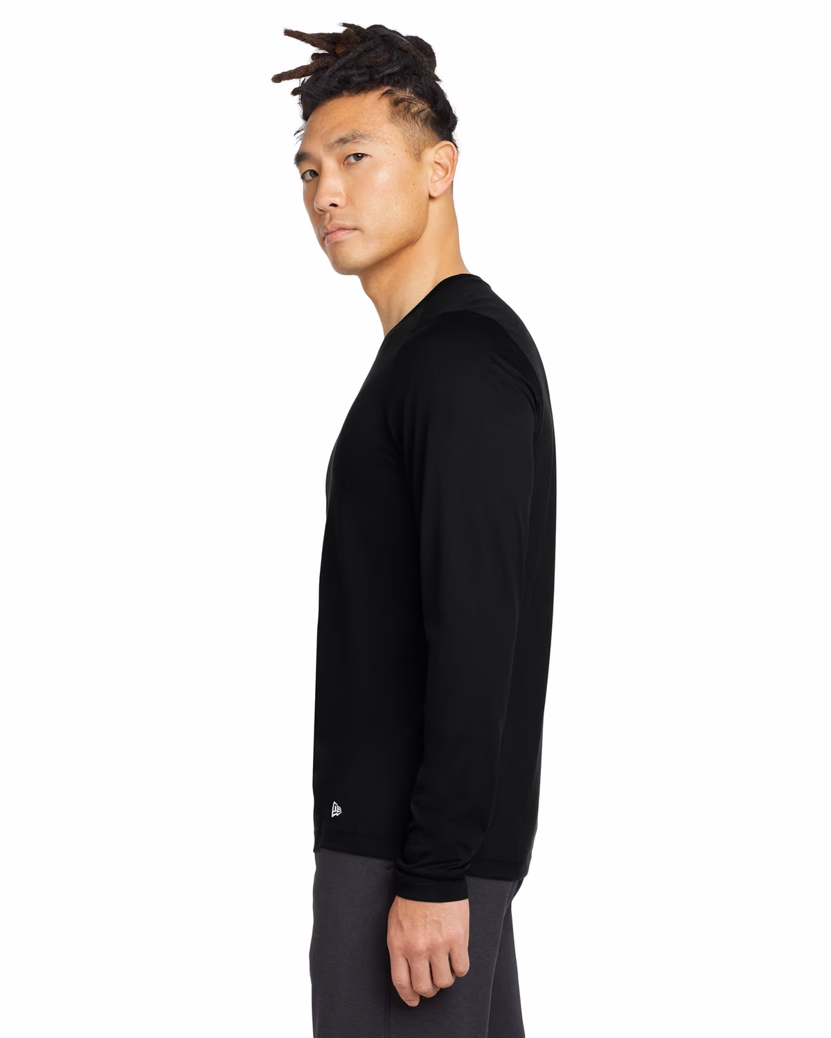 Custom New Era Series Performance Long Sleeve Crew Tee - Black Solid side