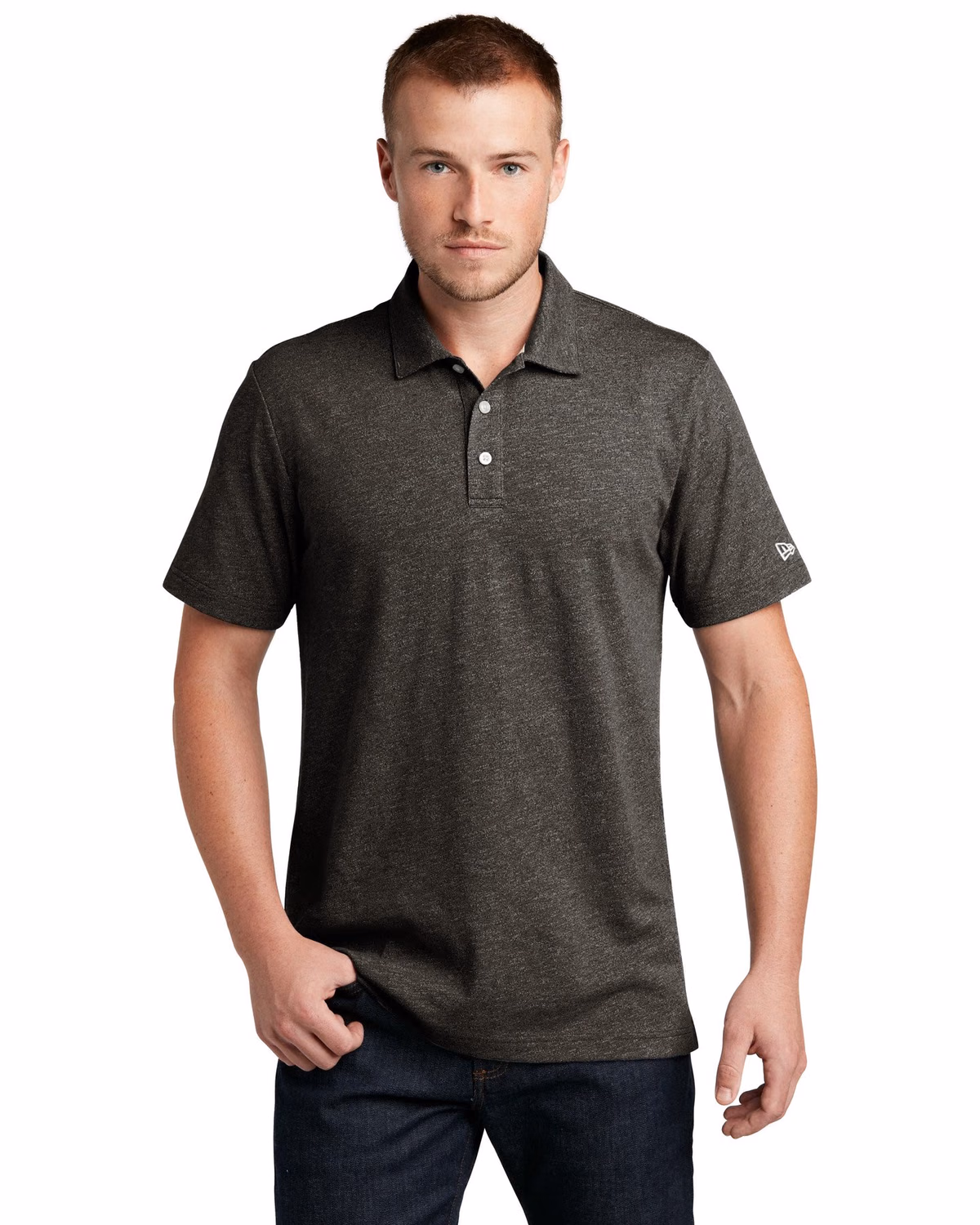 Custom New Era Slub Twist Polo - Black Twist front