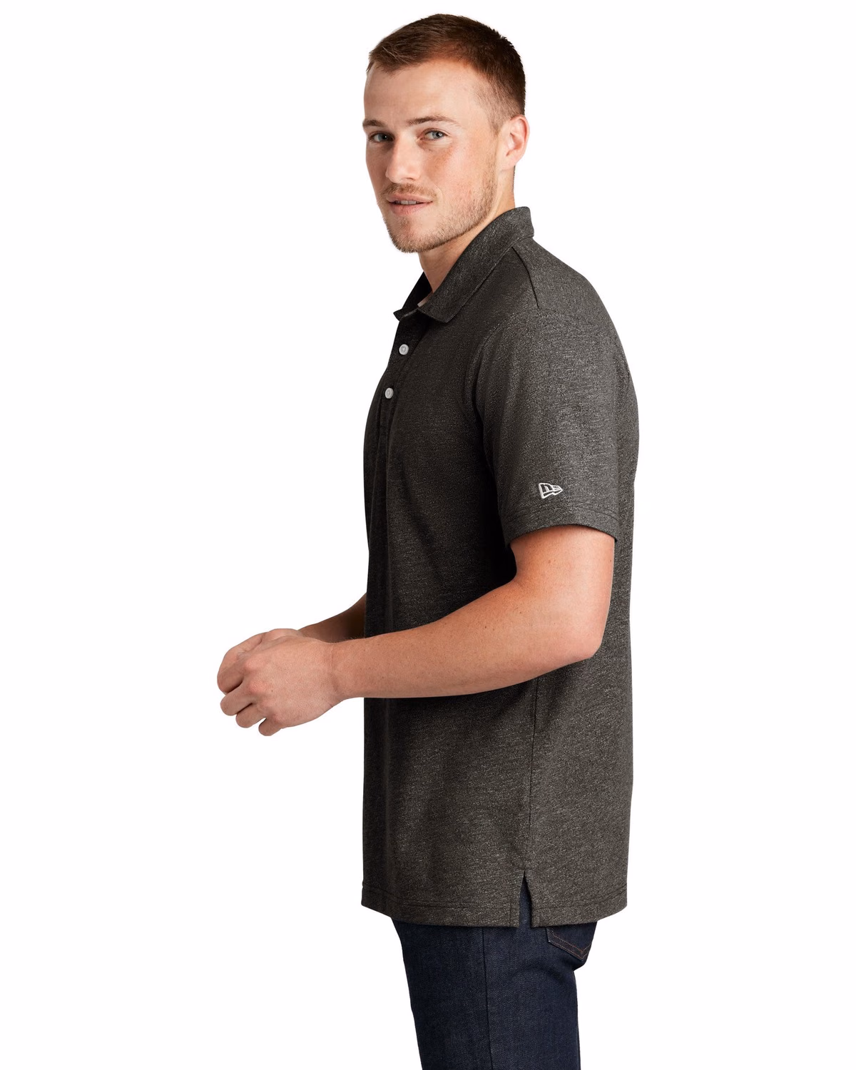 Custom New Era Slub Twist Polo - Black Twist side