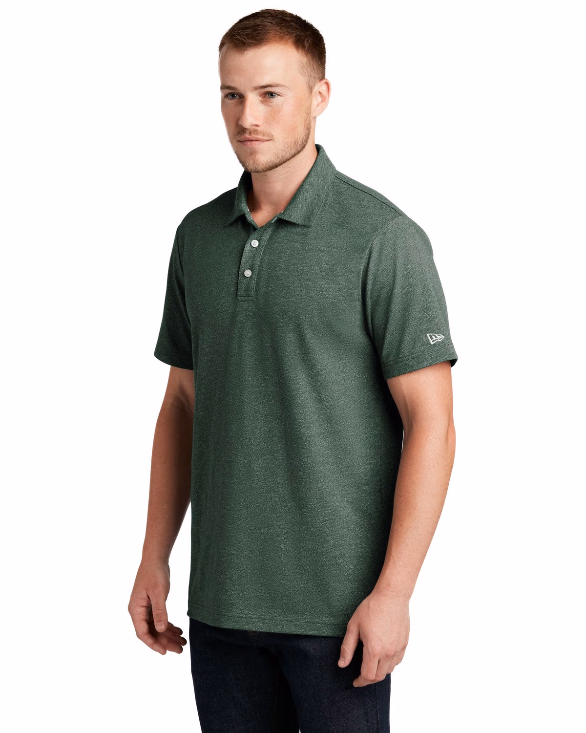 Custom New Era Slub Twist Polo - Dark Green Twist 3q
